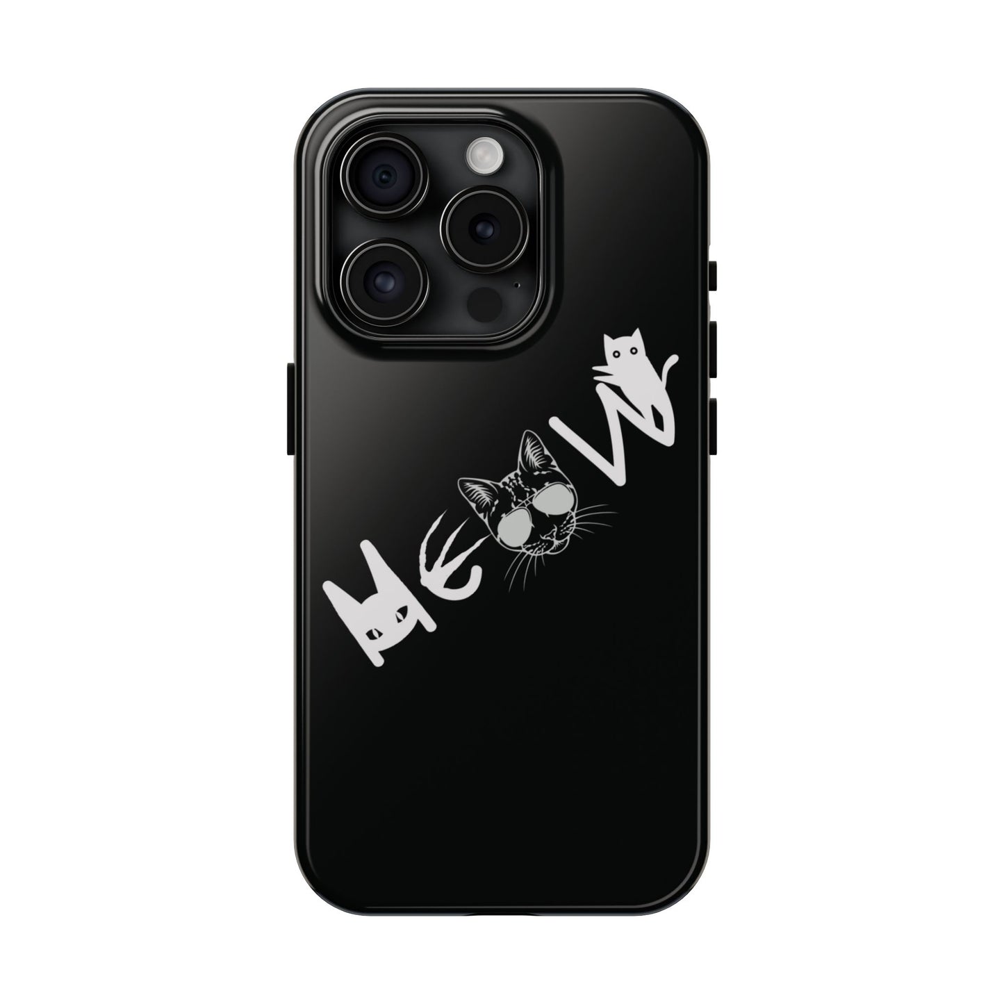 Meow Tough Phone Cases, iPhone & Samsung cases, wireless charging, cats, sassy, kitty, gender neutral, gifts, Halloween, birthday, Christmas