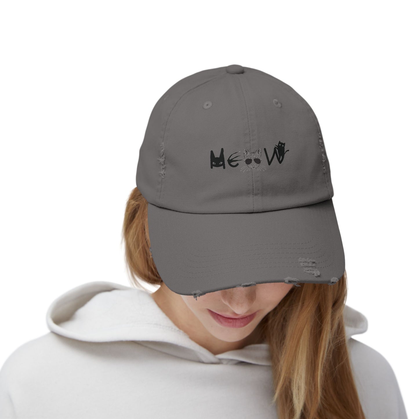 Meow Distressed Cap