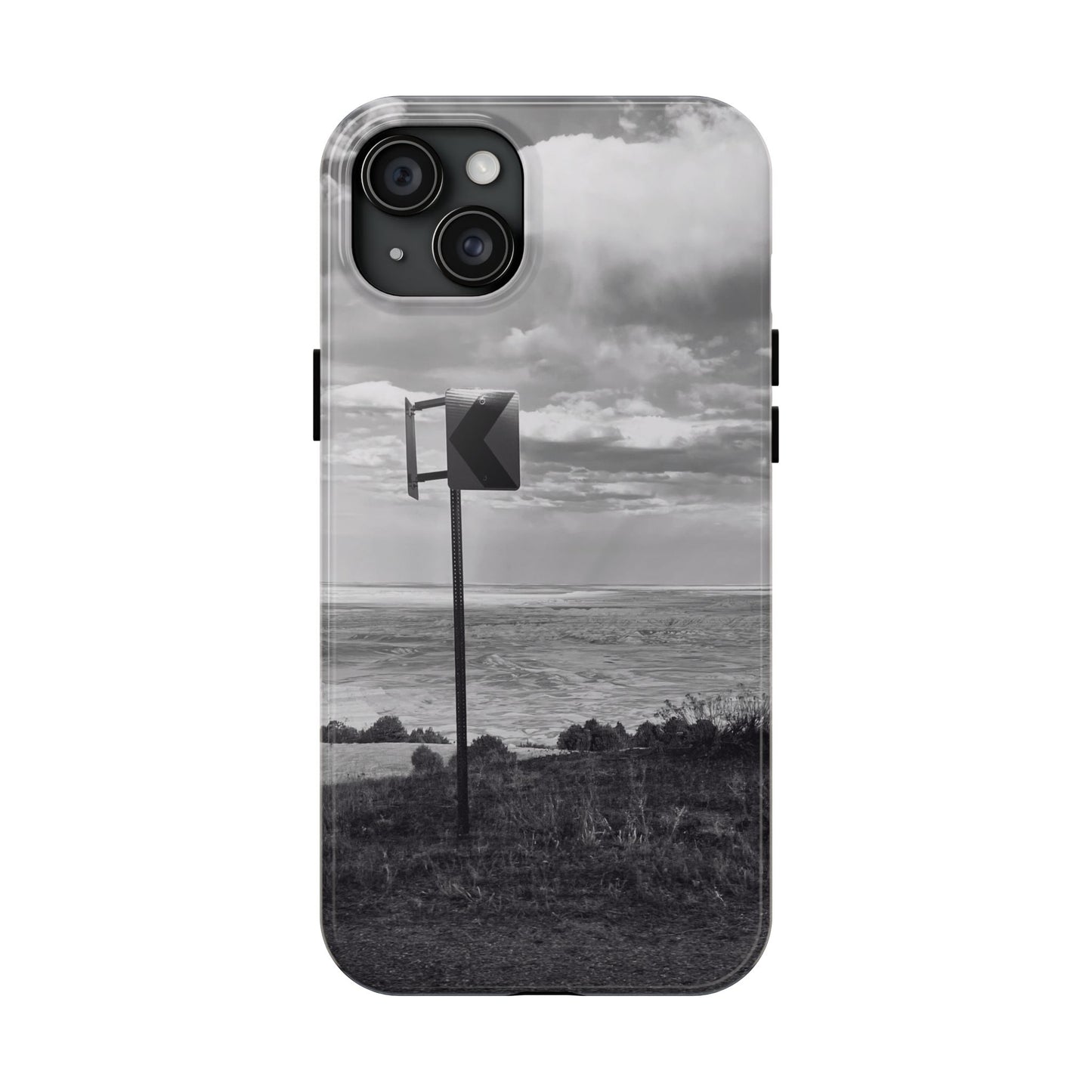 Road Sign Tough Phone Cases, iPhone & Samsung cases, wireless charging, black and white photo, nature, original art, gift birthday Christmas