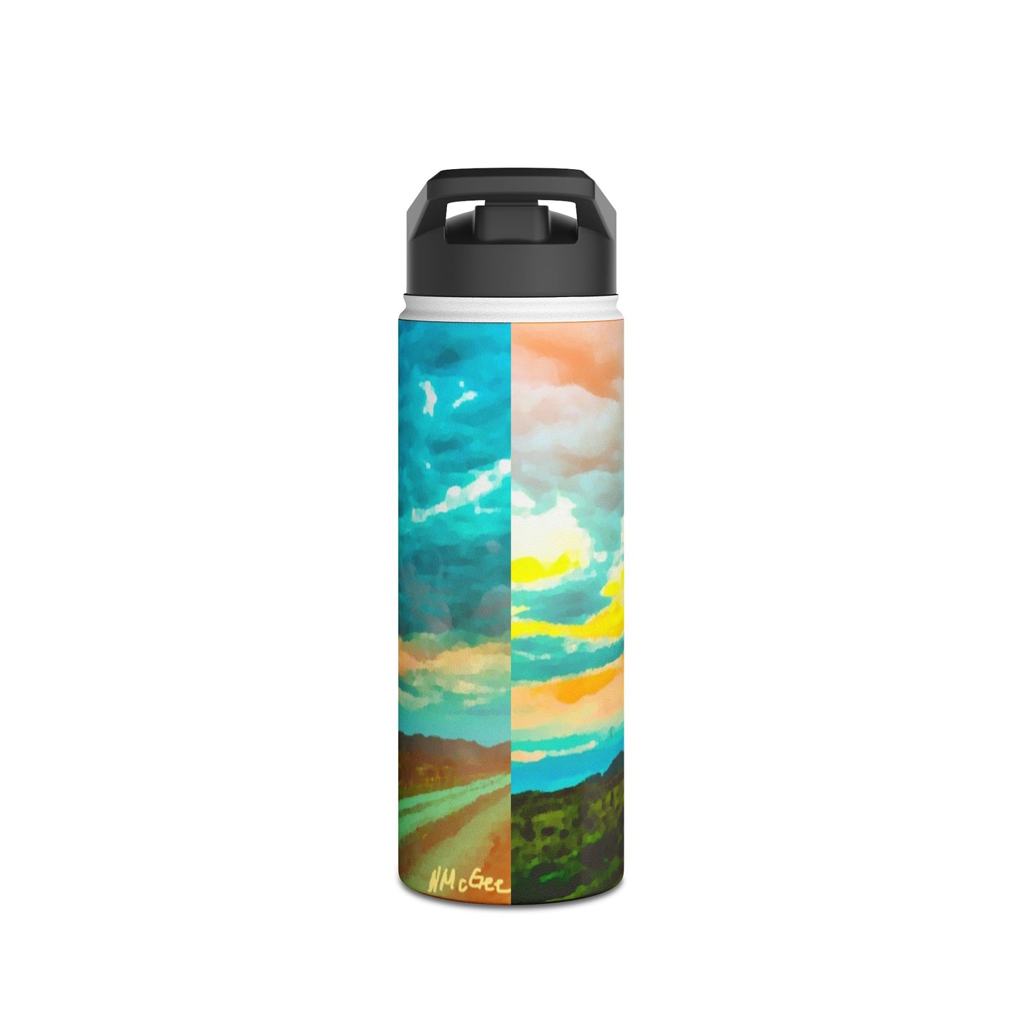 Wyoming Landscape Stainless Steel Water Bottle, Nature, America, Western, Artwork, Mountains, Gift, Sky, Colorful, Clouds, Sunset, Travel