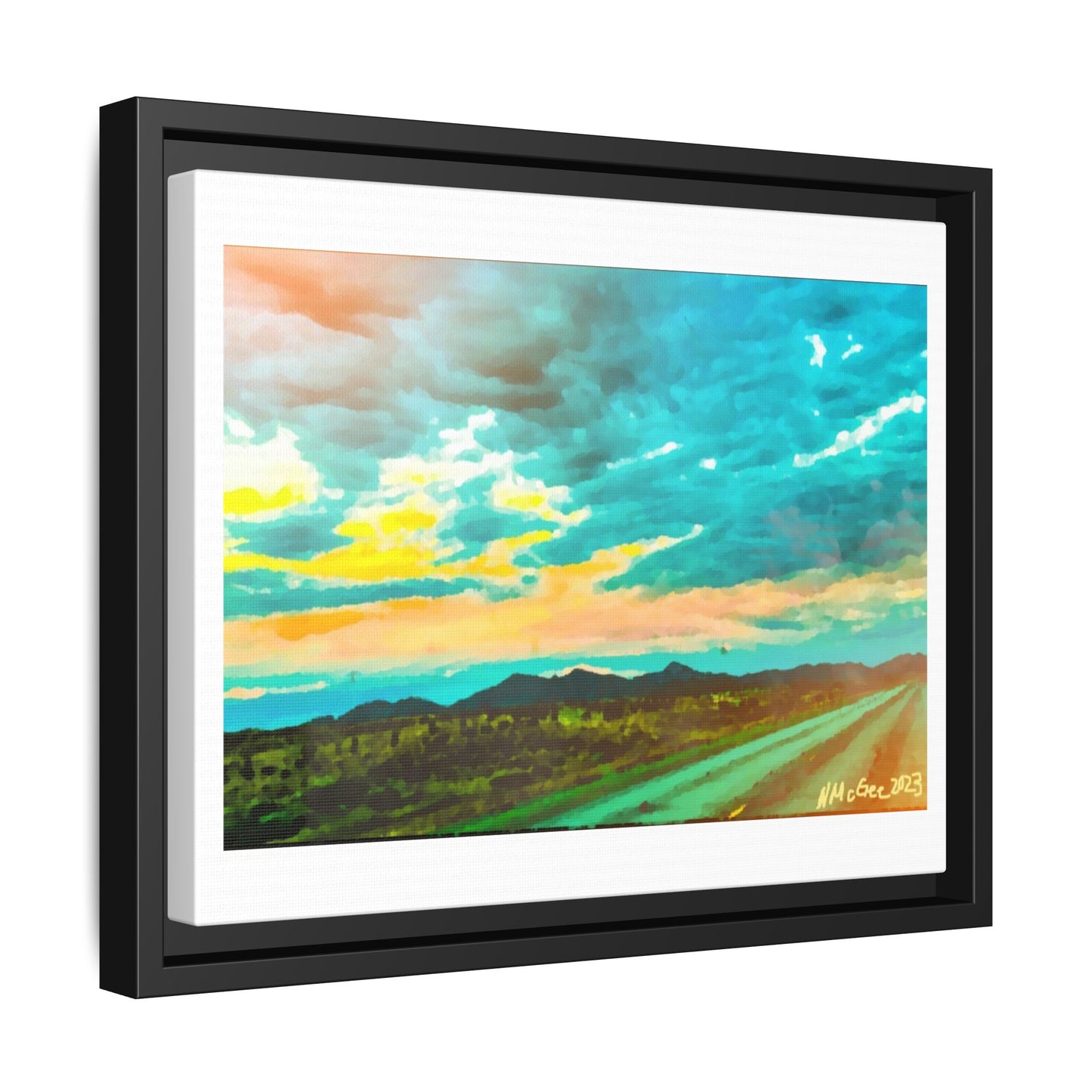 Black Frame Wyoming Landscape, Nature, America, Western, Artwork, Wall Art, Matte Print, Mountains, Gift, Sky, Colorful, Clouds, Sunset, Eco