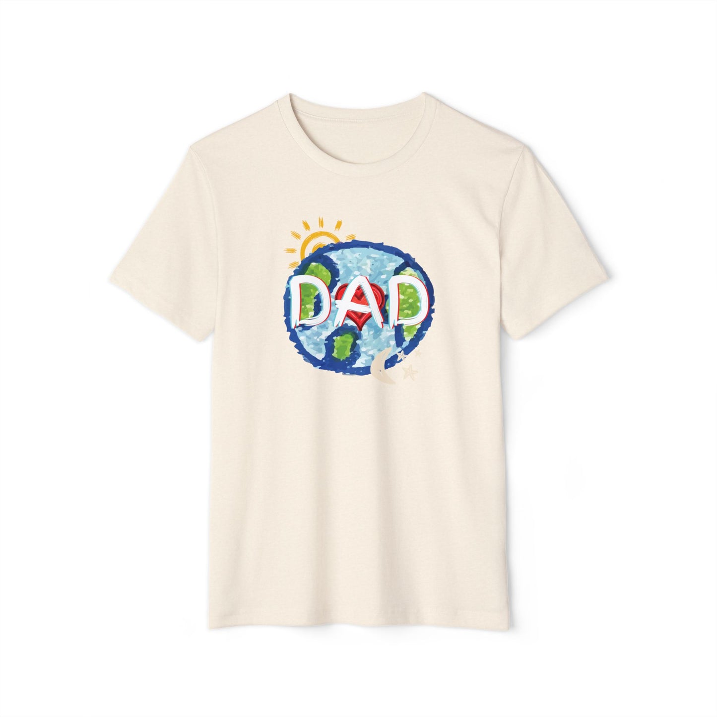 Dad Whole World Sun Moon Stars Heart Unisex Recycled Organic T-Shirt, Father's Day Gift, Family Matching Outfit, Eco-Friendly Tee, Unique