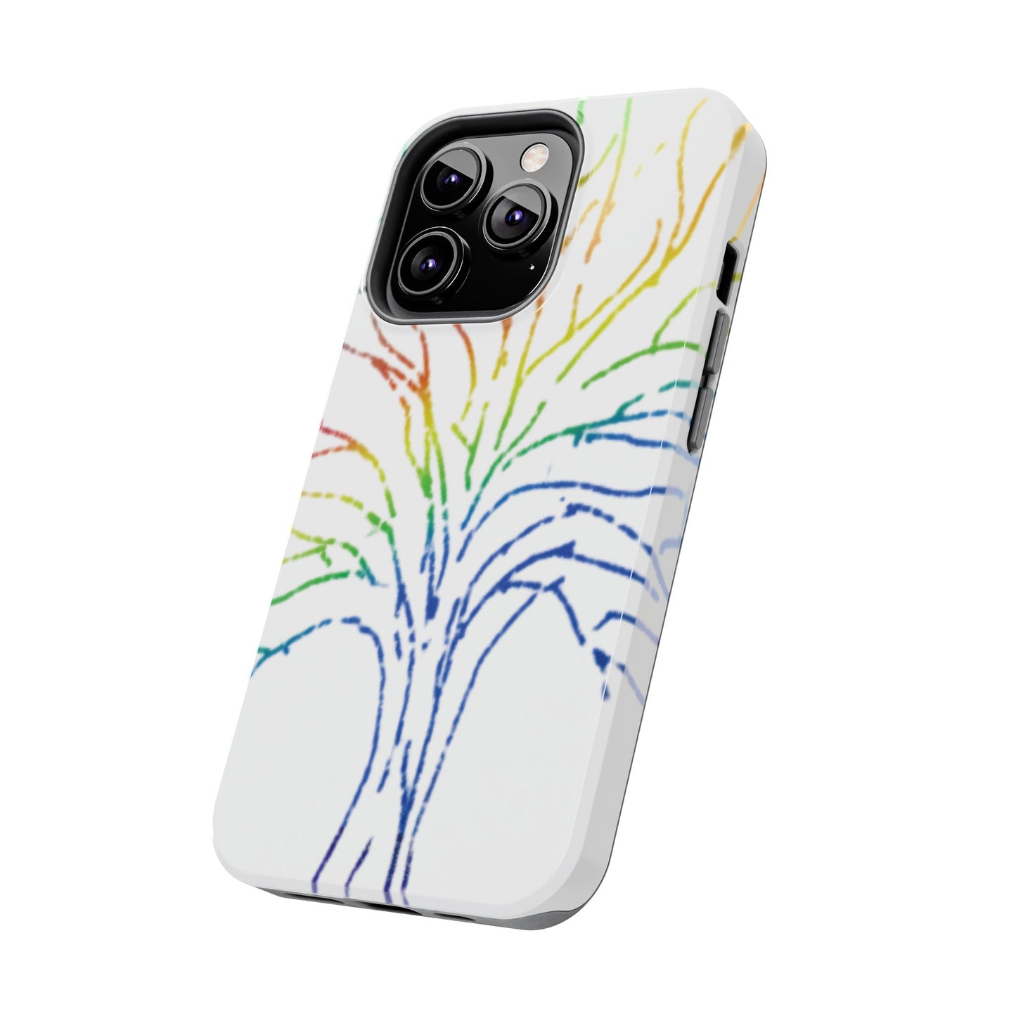 Rainbow Tree Tough Phone Cases - Colorful Nature Love Pride Gender Neutral Gifts for Friends, iPhone Samsung Wireless Charging Cover, LGBTQ+