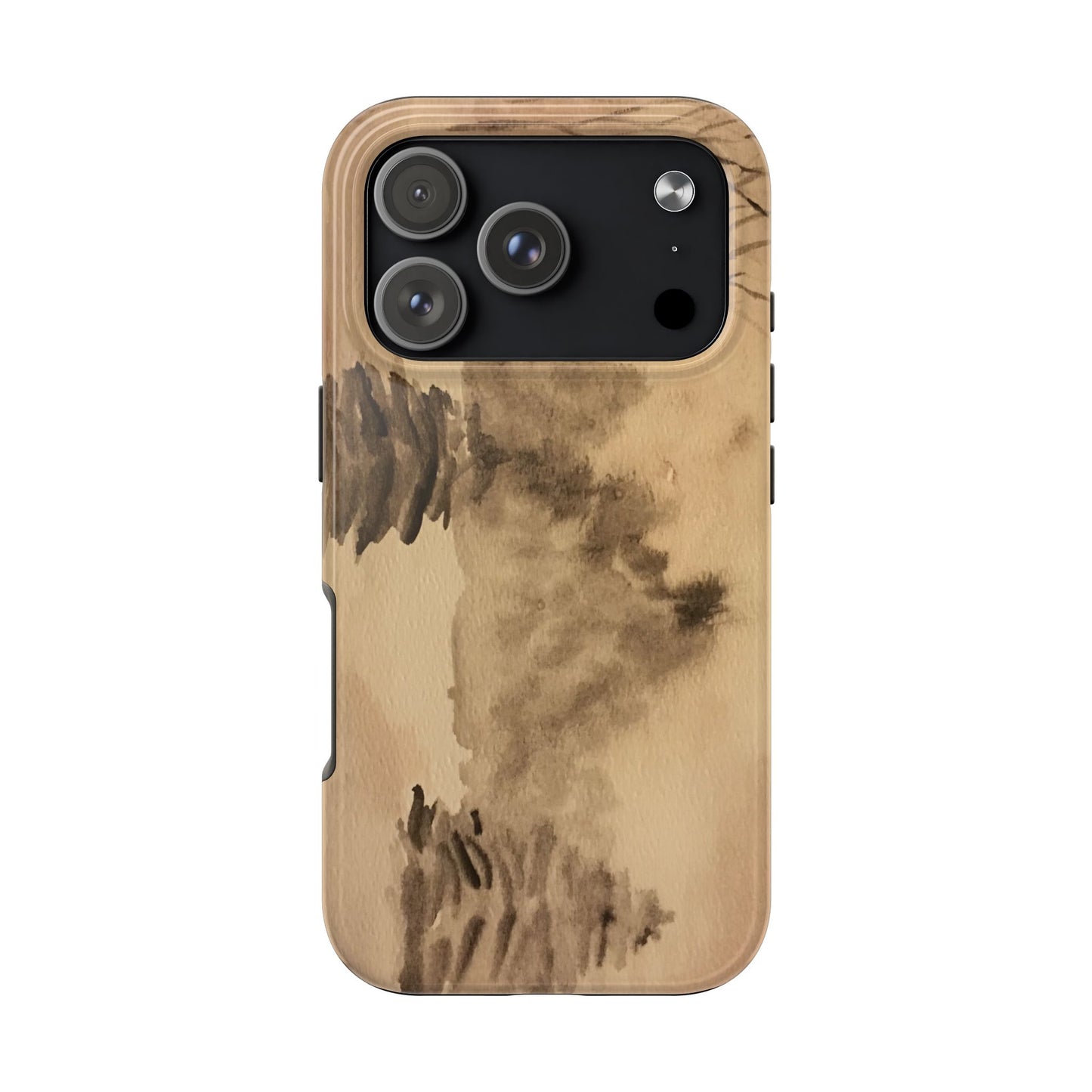 Winter Scene Tough Phone Cases, iPhone & Samsung cases, wireless charging, pine trees, snow, original watercolor artwork, gifts, Christmas