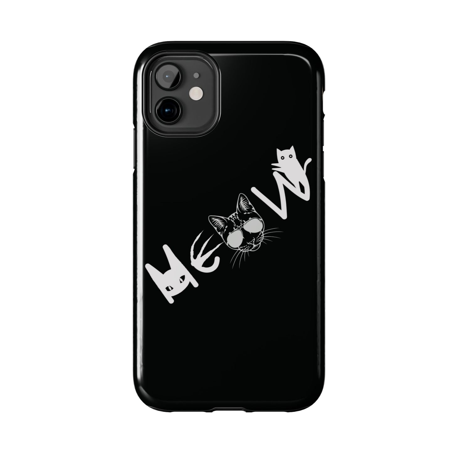 Meow Tough Phone Cases, iPhone & Samsung cases, wireless charging, cats, sassy, kitty, gender neutral, gifts, Halloween, birthday, Christmas