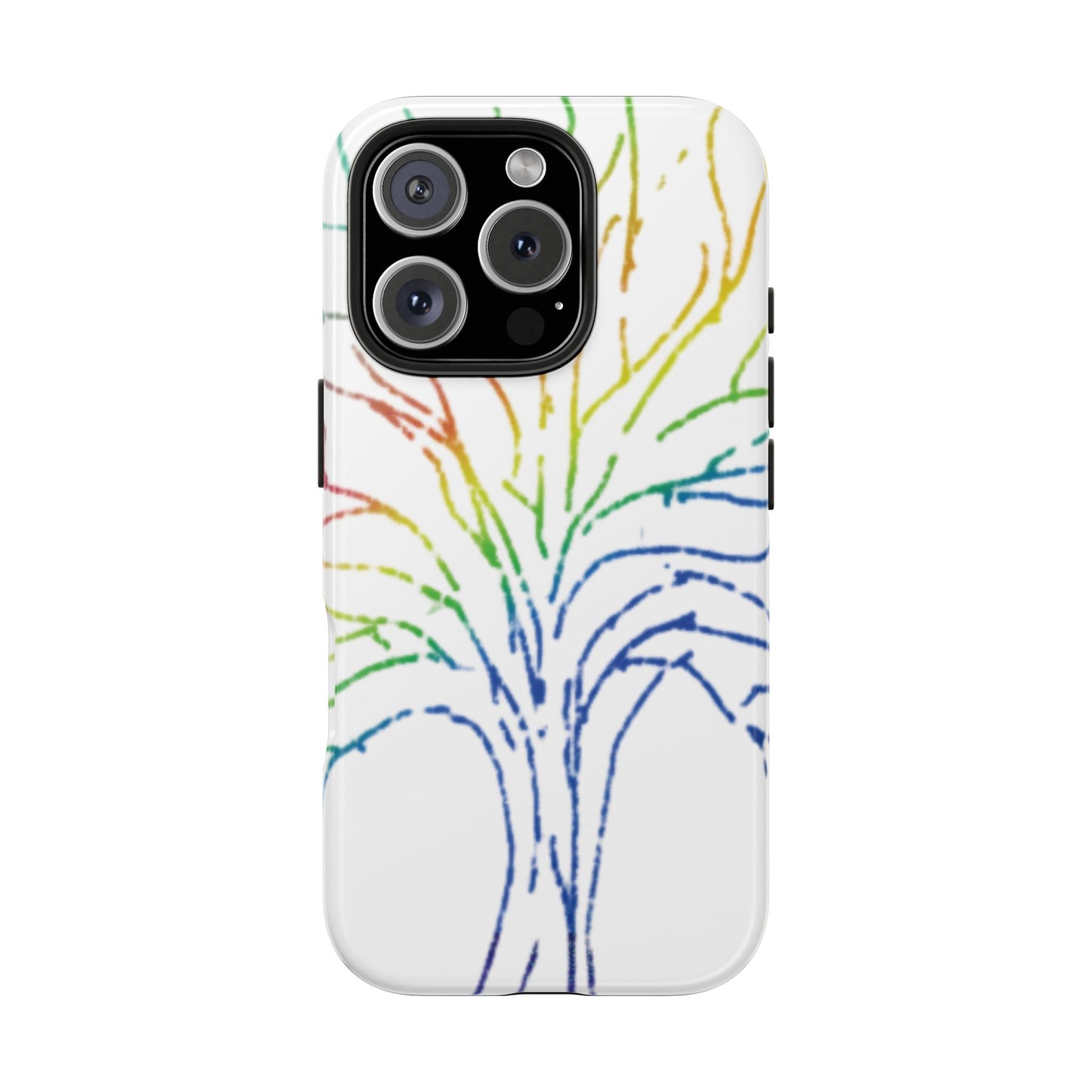 Rainbow Tree Tough Phone Cases - Colorful Nature Love Pride Gender Neutral Gifts for Friends, iPhone Samsung Wireless Charging Cover, LGBTQ+