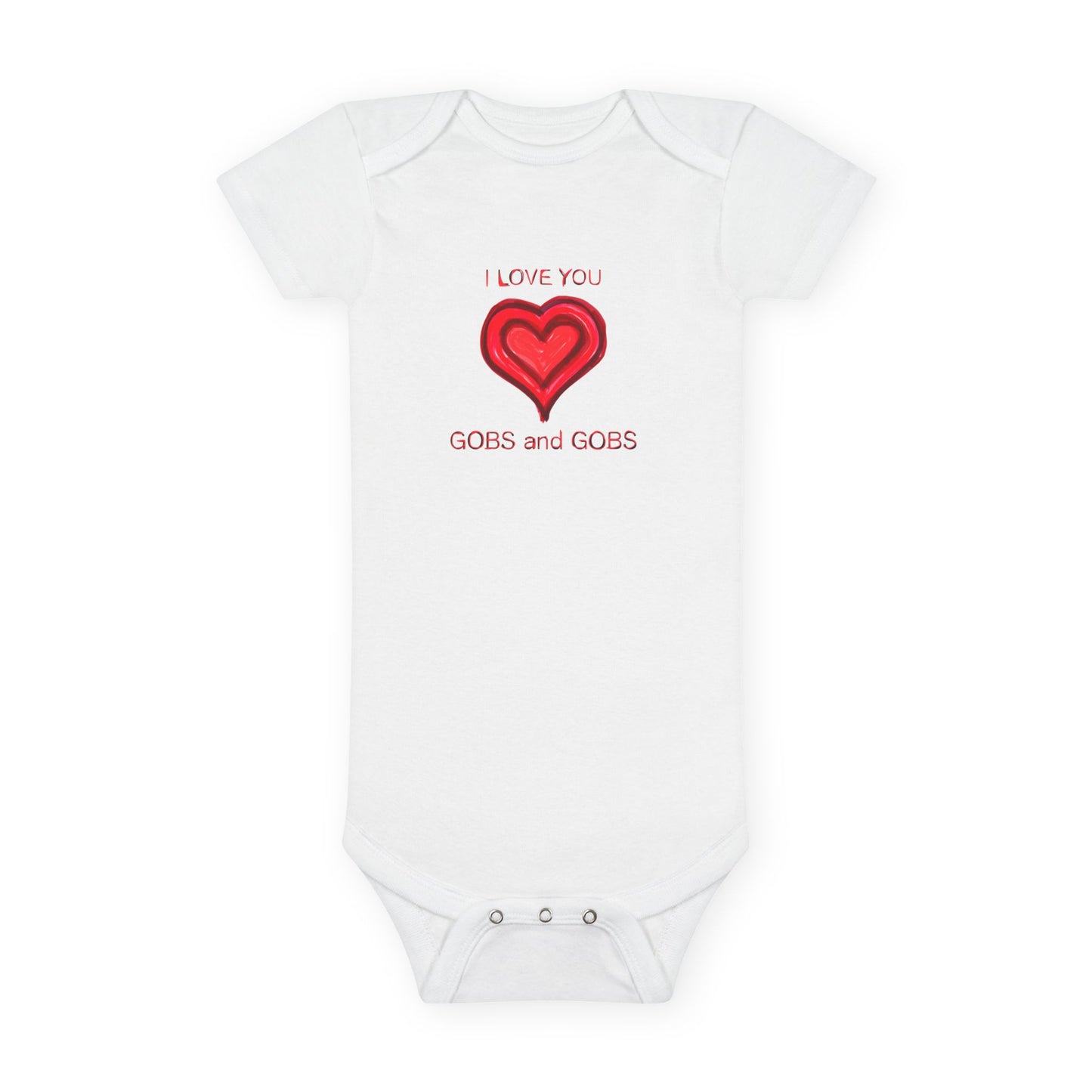 I Love You Gobs and Gobs Onesie® Organic Baby Bodysuit, 100 percent cotton, hearts, gender neutral, gift, boys, girls, birthday, Valentines