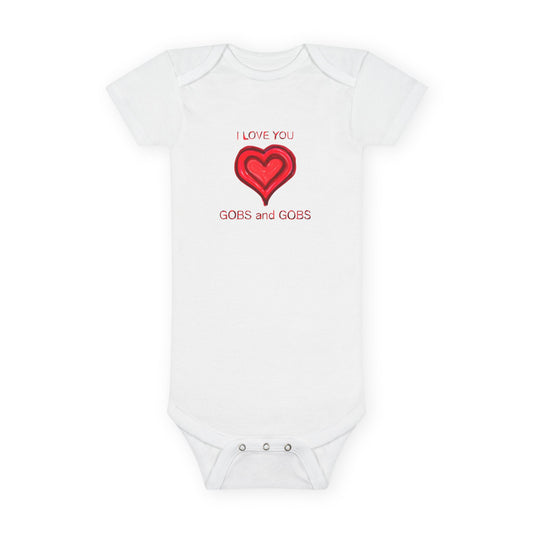I Love You Gobs and Gobs Onesie® Organic Baby Bodysuit, 100 percent cotton, hearts, gender neutral, gift, boys, girls, birthday, Valentines