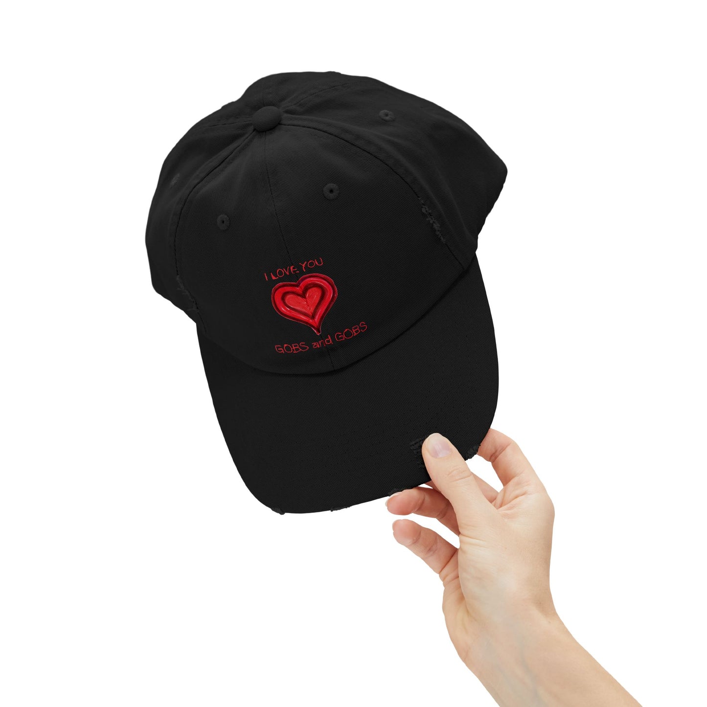 I Love You Gobs and Gobs Distressed Cap Hearts Gift Valentines Women Men Teens