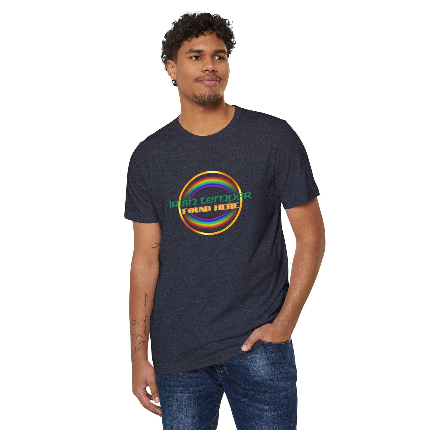 Irish Temper Recycled T-Shirt, St. Patrick's Day Tee, Eco-Friendly Unisex Top, Sustainable Clothing, Rainbow Apparel