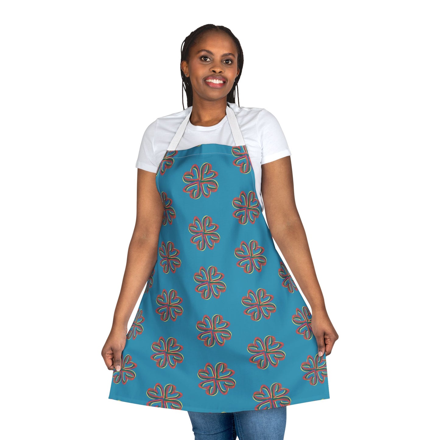 Apron, Turquoise Floral Unisex Chefs Apron, Grilling Cooking Kitchen Gender Neutral Gifts Women Men Friends Teens Birthday Christmas
