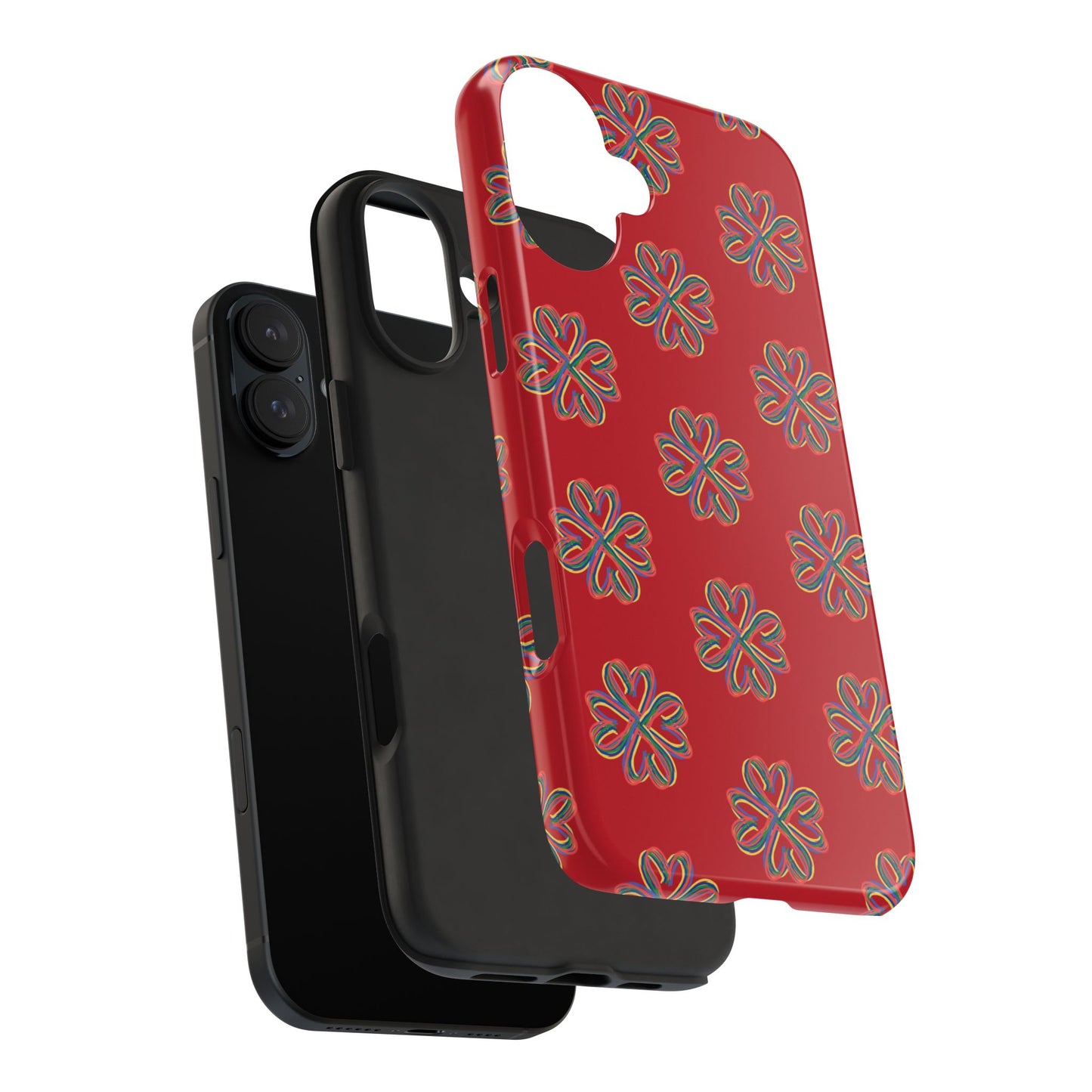 Floral Tough Phone Case, Red Phone Cover, Protective Tech Accessory, Botanical Phone Shell, Gift for Gardeners, Colorful, Wireless Charging