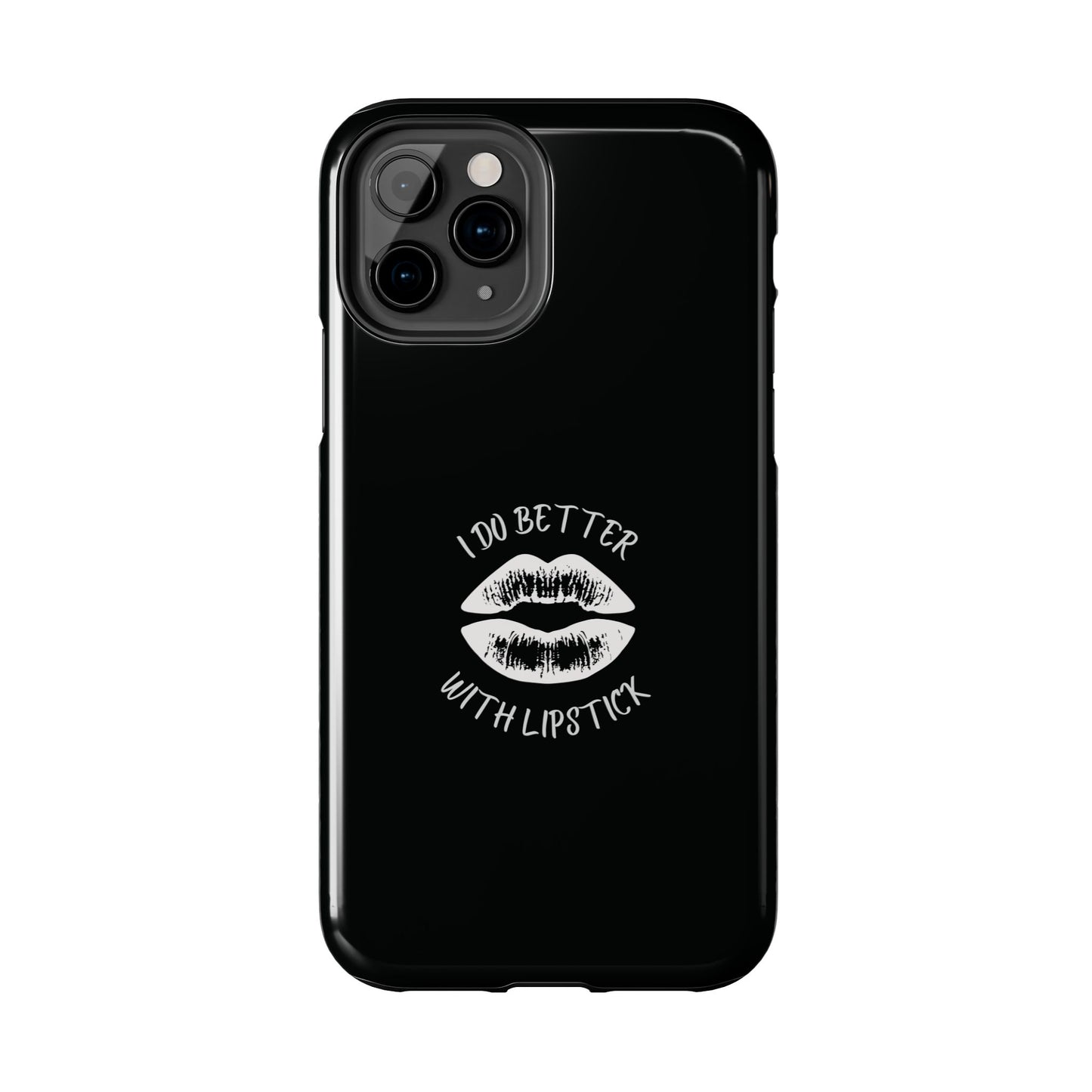 Glamorous Lipstick Tough Phone Cases - Empowered Gifts, Sassy Wireless Charging Cover, Fun Lips Samsung & iPhone Cases, Black Design