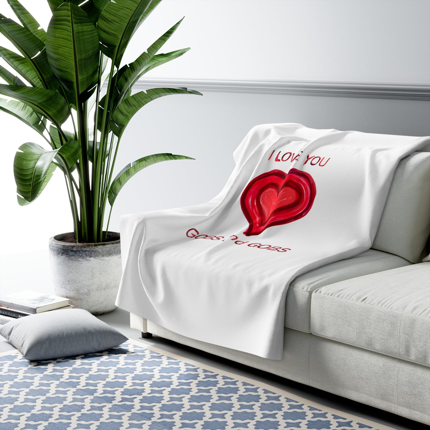 Heart I Love You Sherpa Fleece Blanket, Cozy Throw Blanket, Valentine's Day Gift, Anniversary Present, Wedding Gift, Romantic Home Decor