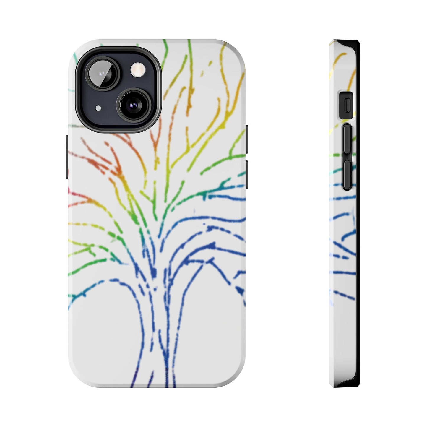Rainbow Tree Tough Phone Cases - Colorful Nature Love Pride Gender Neutral Gifts for Friends, iPhone Samsung Wireless Charging Cover, LGBTQ+