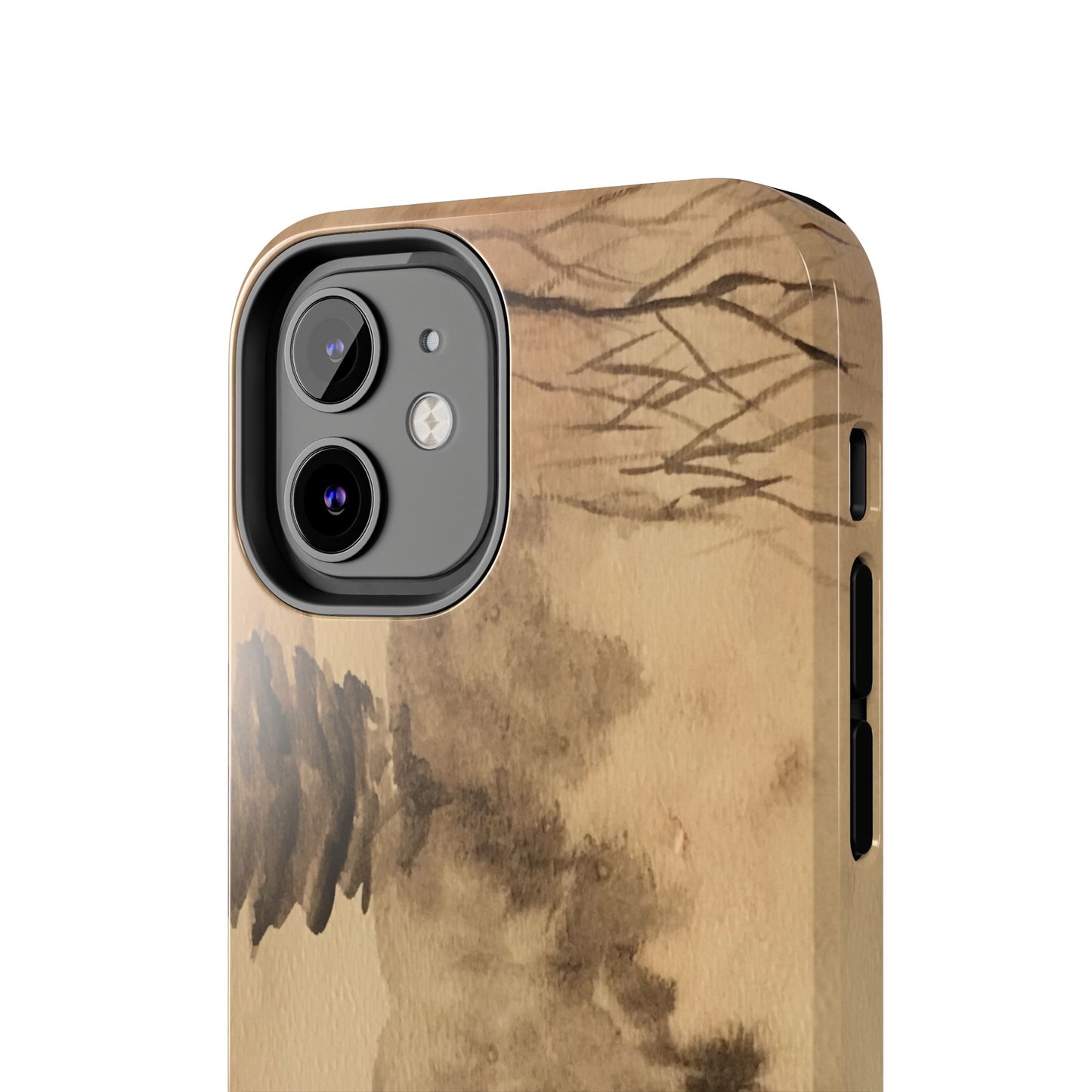 Winter Scene Tough Phone Cases, iPhone & Samsung cases, wireless charging, pine trees, snow, original watercolor artwork, gifts, Christmas