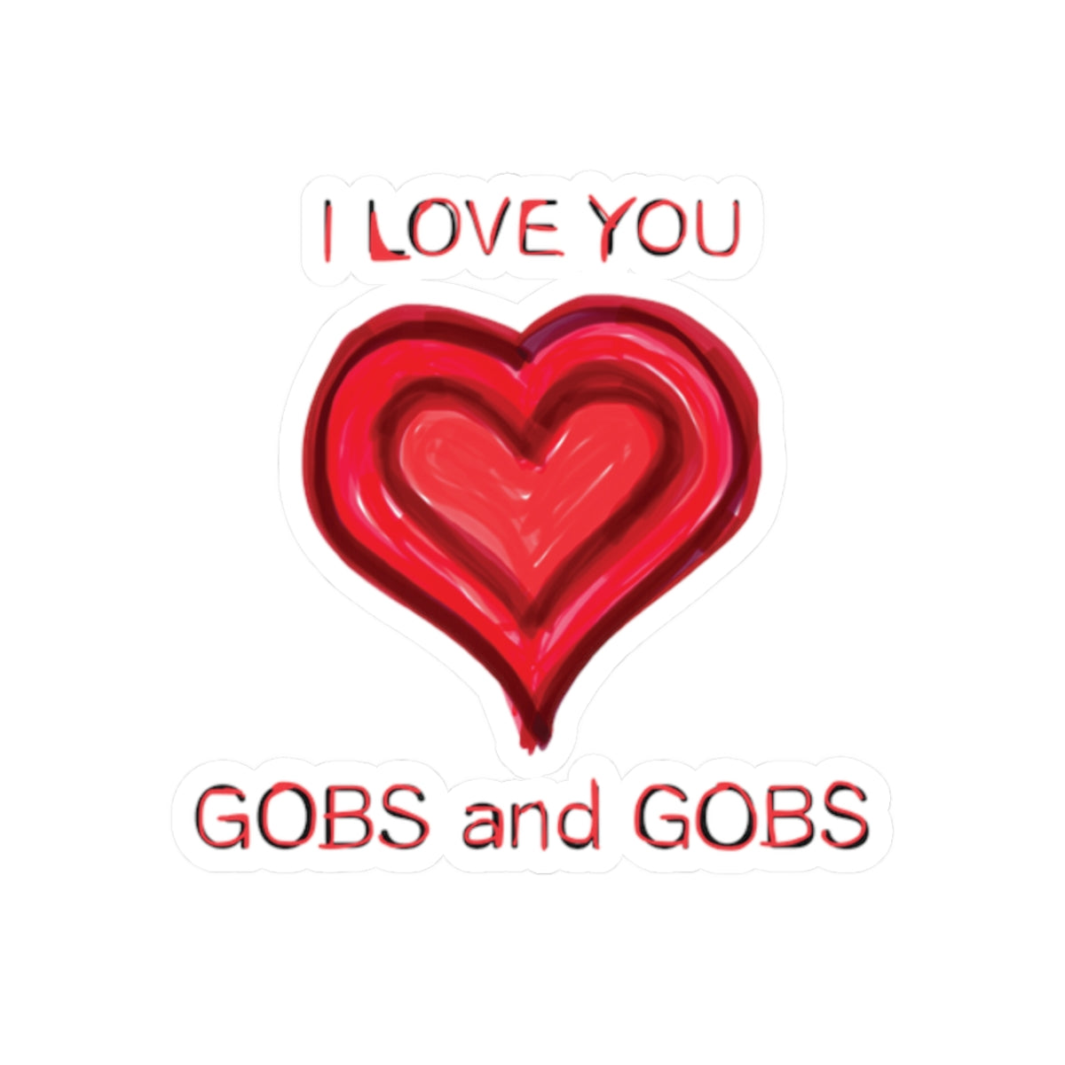 Heart I Love You Kiss-Cut Stickers, Romantic Valentine's Day Decals, Affectionate Gobs and Gobs Labels, Cute Adhesive Emblems, Wedding
