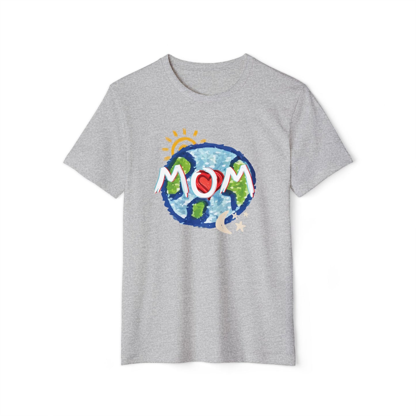 Mom Whole World Sun, Moon, Stars Heart Unisex Recycled Organic T-Shirt, Eco-Friendly Tee, Family Gift, Celestial Shirt