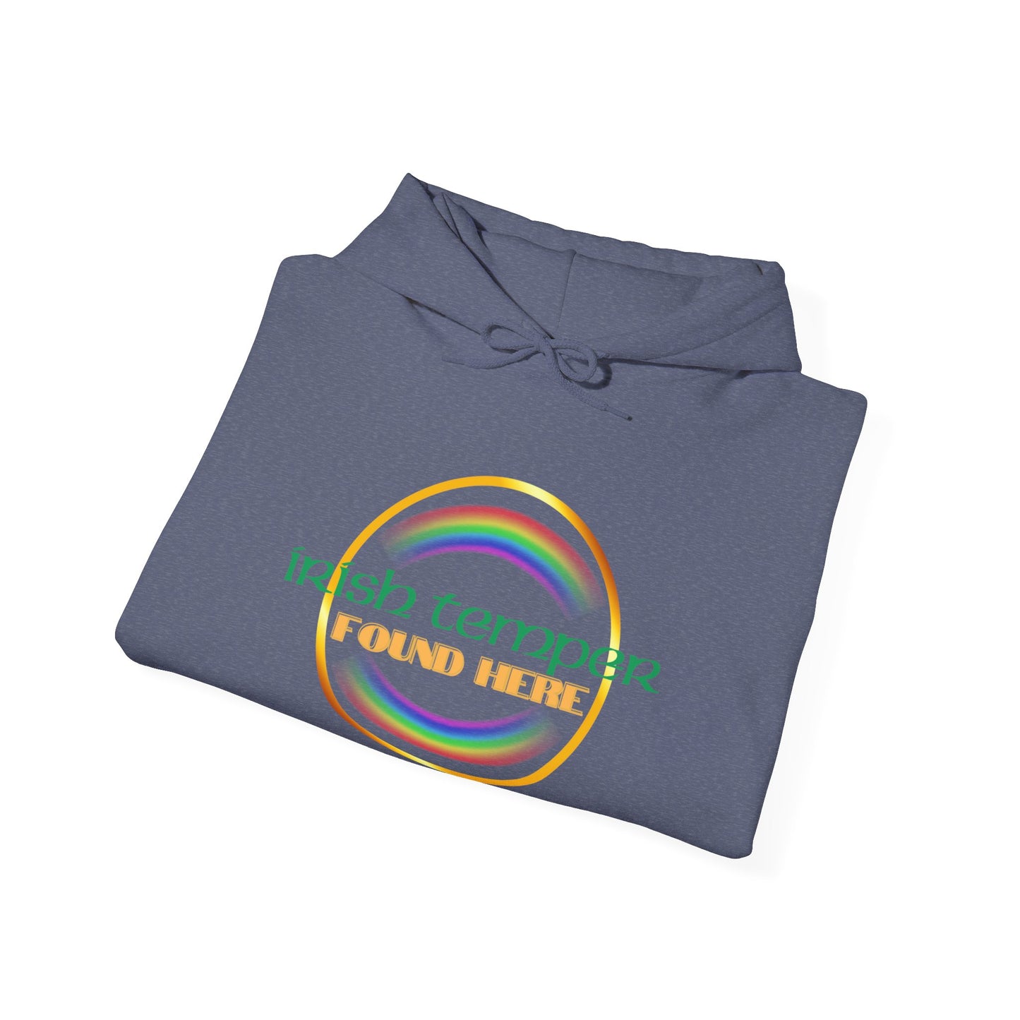 Irish Temper Found Here Unisex Heavy Blend™ Hooded Sweatshirt, rainbow, hoodie, warm, soft, gift, gender neutral, men, women, St Patricks