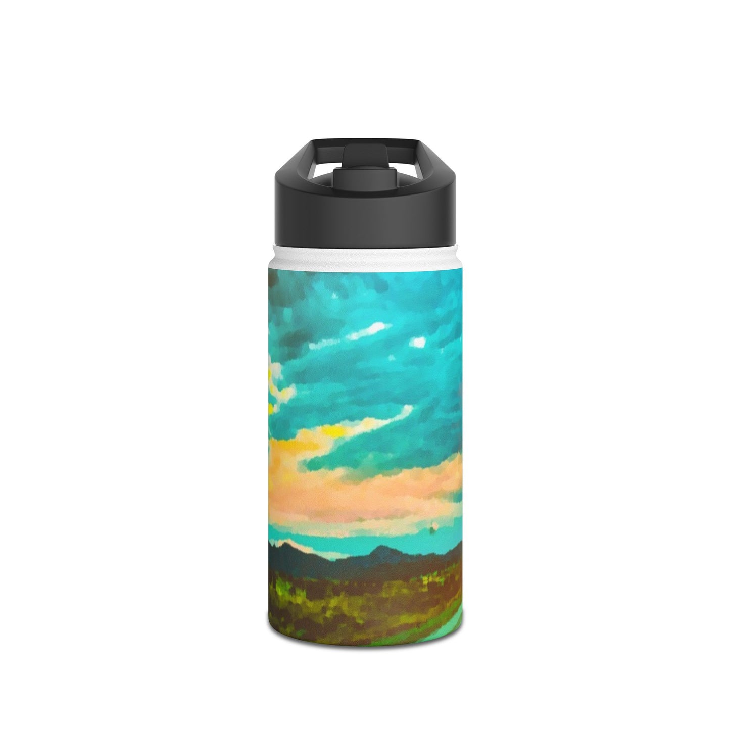 Wyoming Landscape Stainless Steel Water Bottle, Nature, America, Western, Artwork, Mountains, Gift, Sky, Colorful, Clouds, Sunset, Travel