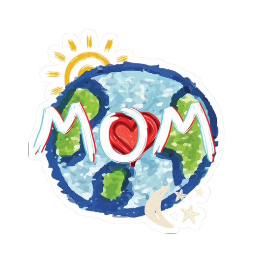 Mom Love Sun Moon Stars Heart Kiss-Cut Stickers, Mother's Day Decal, Family Gift Label, Parent Birthday Scrapbook Art, Bumper Laptop Water