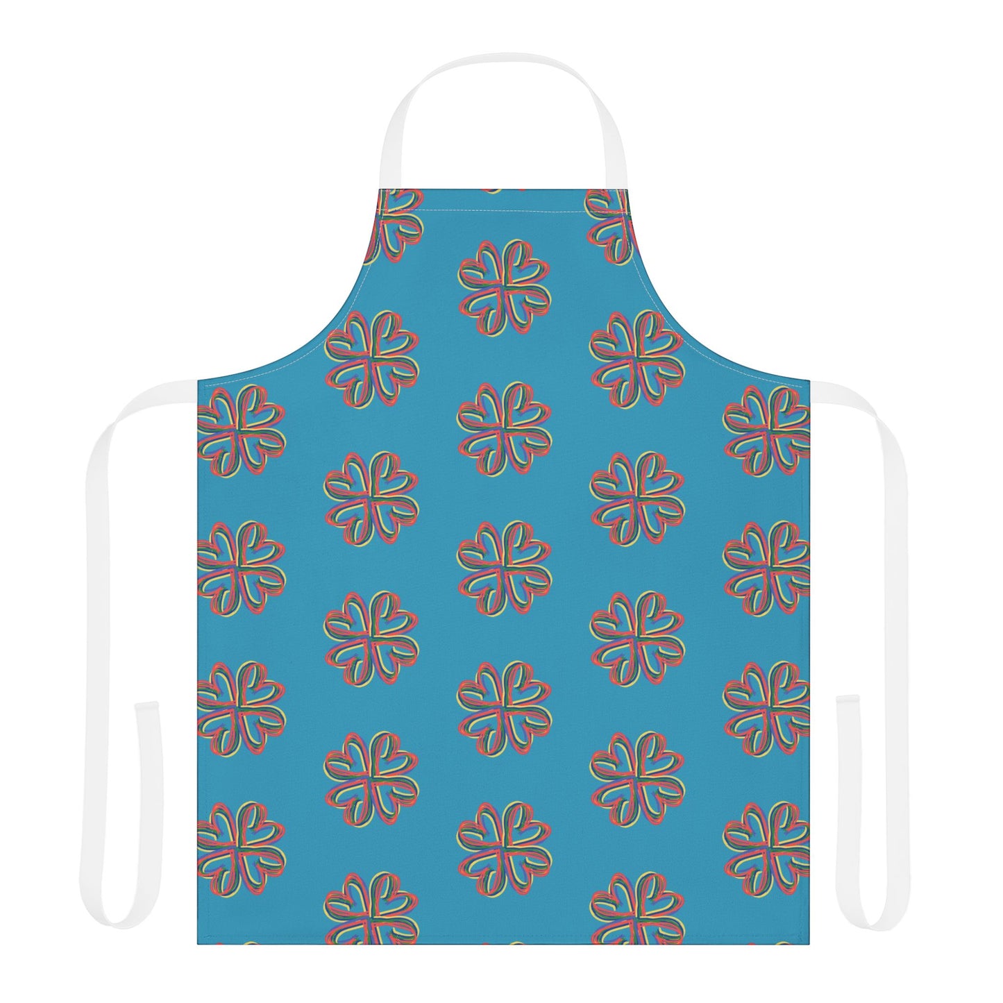 Apron, Turquoise Floral Unisex Chefs Apron, Grilling Cooking Kitchen Gender Neutral Gifts Women Men Friends Teens Birthday Christmas