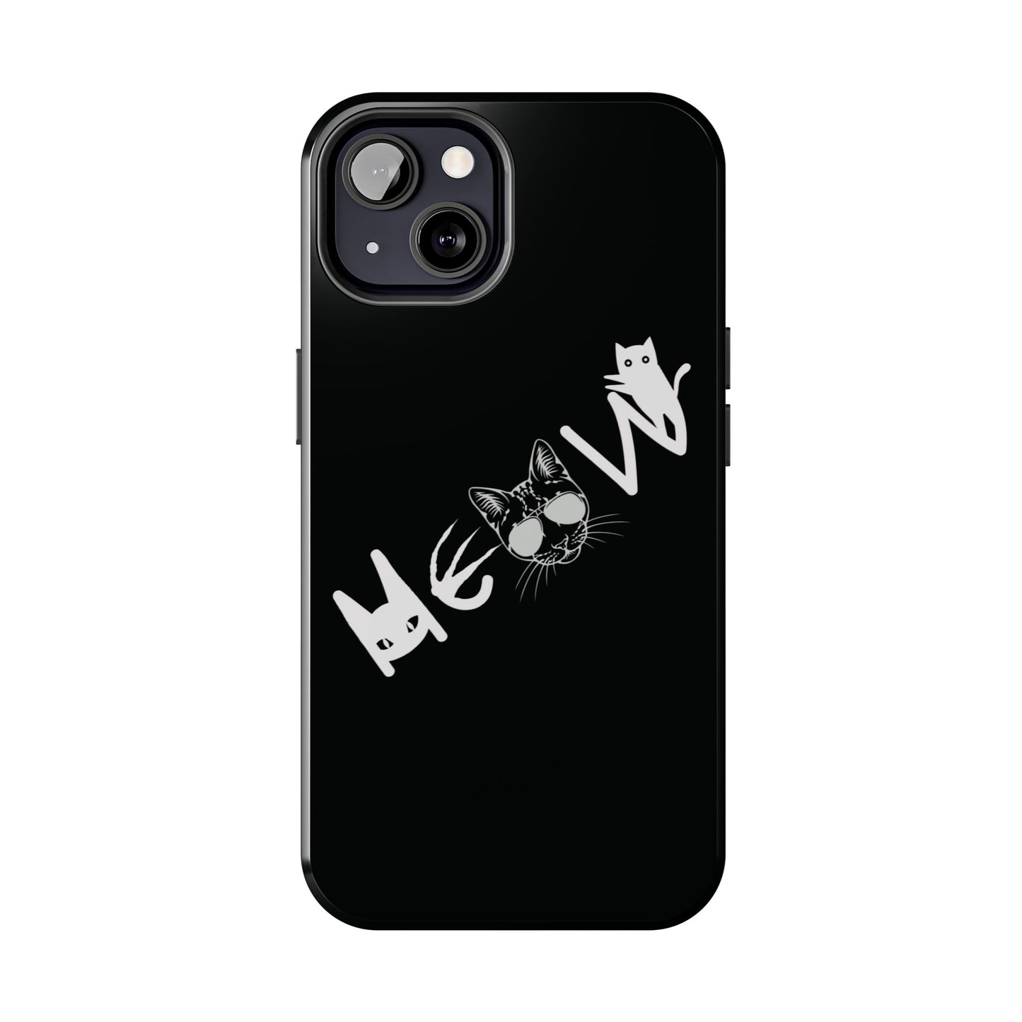 Meow Tough Phone Cases, iPhone & Samsung cases, wireless charging, cats, sassy, kitty, gender neutral, gifts, Halloween, birthday, Christmas