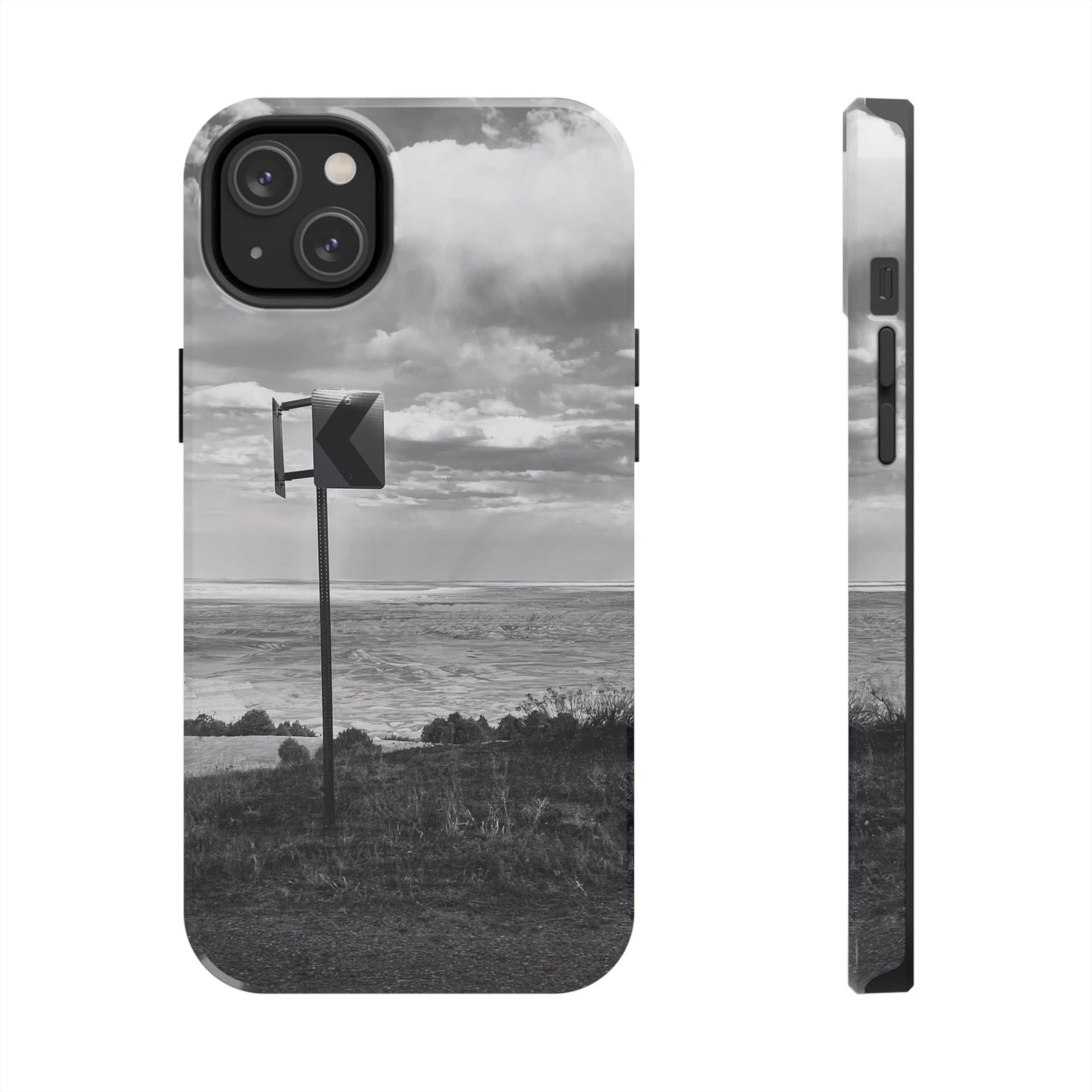 Road Sign Tough Phone Cases, iPhone & Samsung cases, wireless charging, black and white photo, nature, original art, gift birthday Christmas