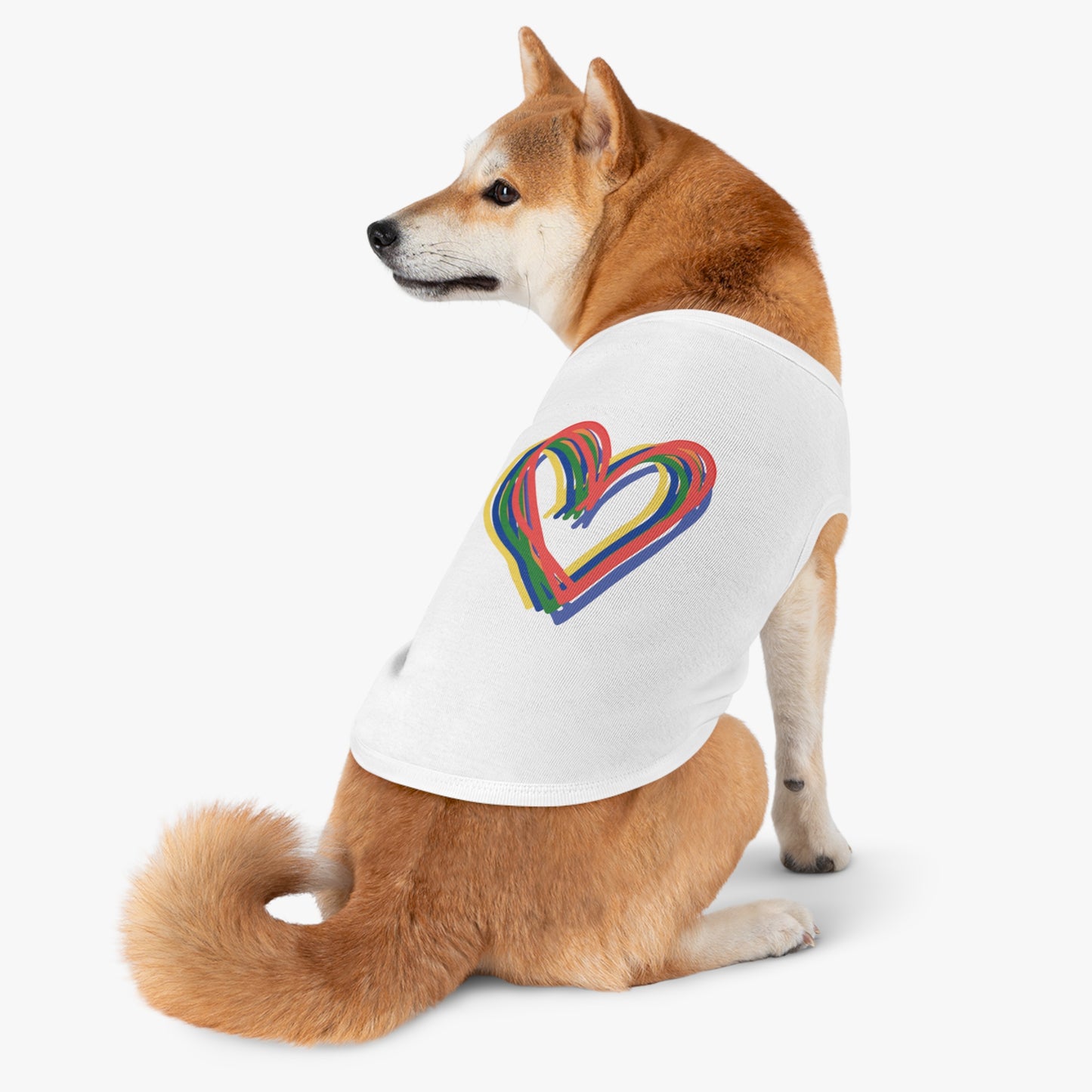 Rainbow Hearts Pet Tank Top, love, dog clothes, gifts, pet fashions, furry friends, cotton, dog shirts, cat shirts, Valentines Day