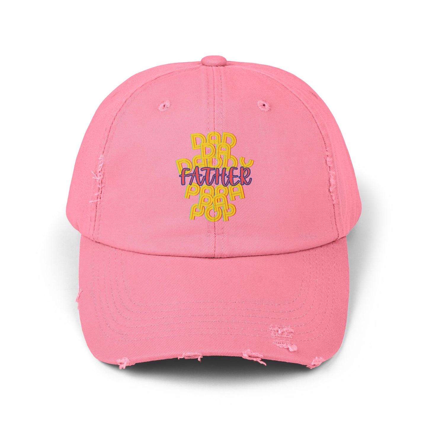 Father Unisex Distressed Cap, Dad Da Daddy Papa Pa Pop, Fathers Day, Gift, Hats, Cotton Twill, Adjustable, Gifts for Men