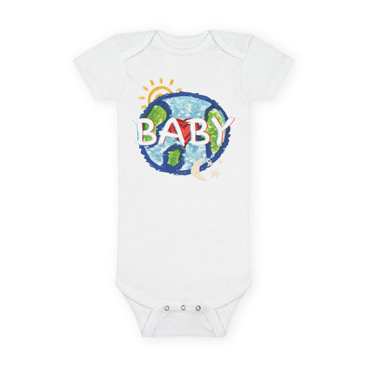BABY Whole World Sun Moon Stars Heart Organic Baby Bodysuit