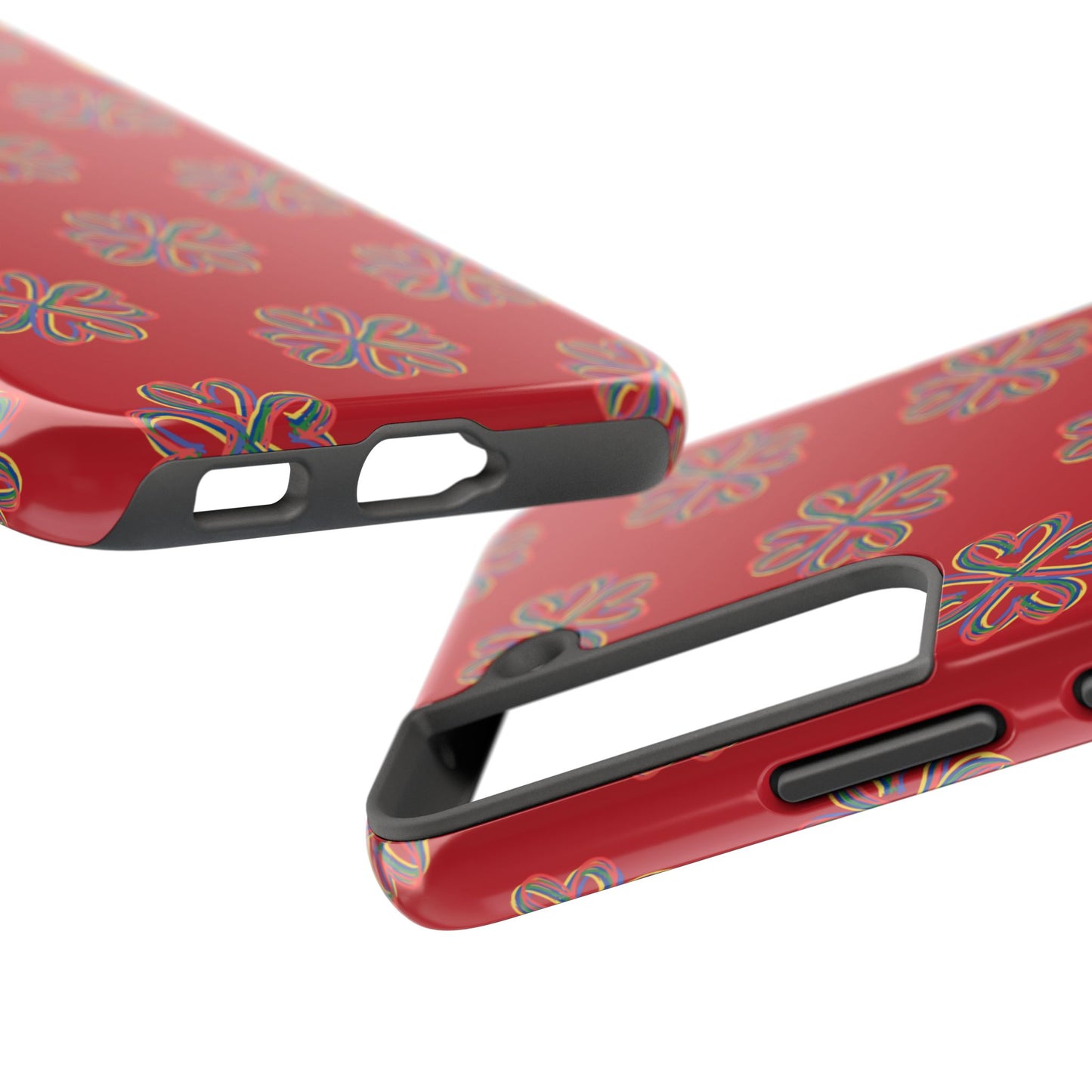 Floral Tough Phone Case, Red Phone Cover, Protective Tech Accessory, Botanical Phone Shell, Gift for Gardeners, Colorful, Wireless Charging