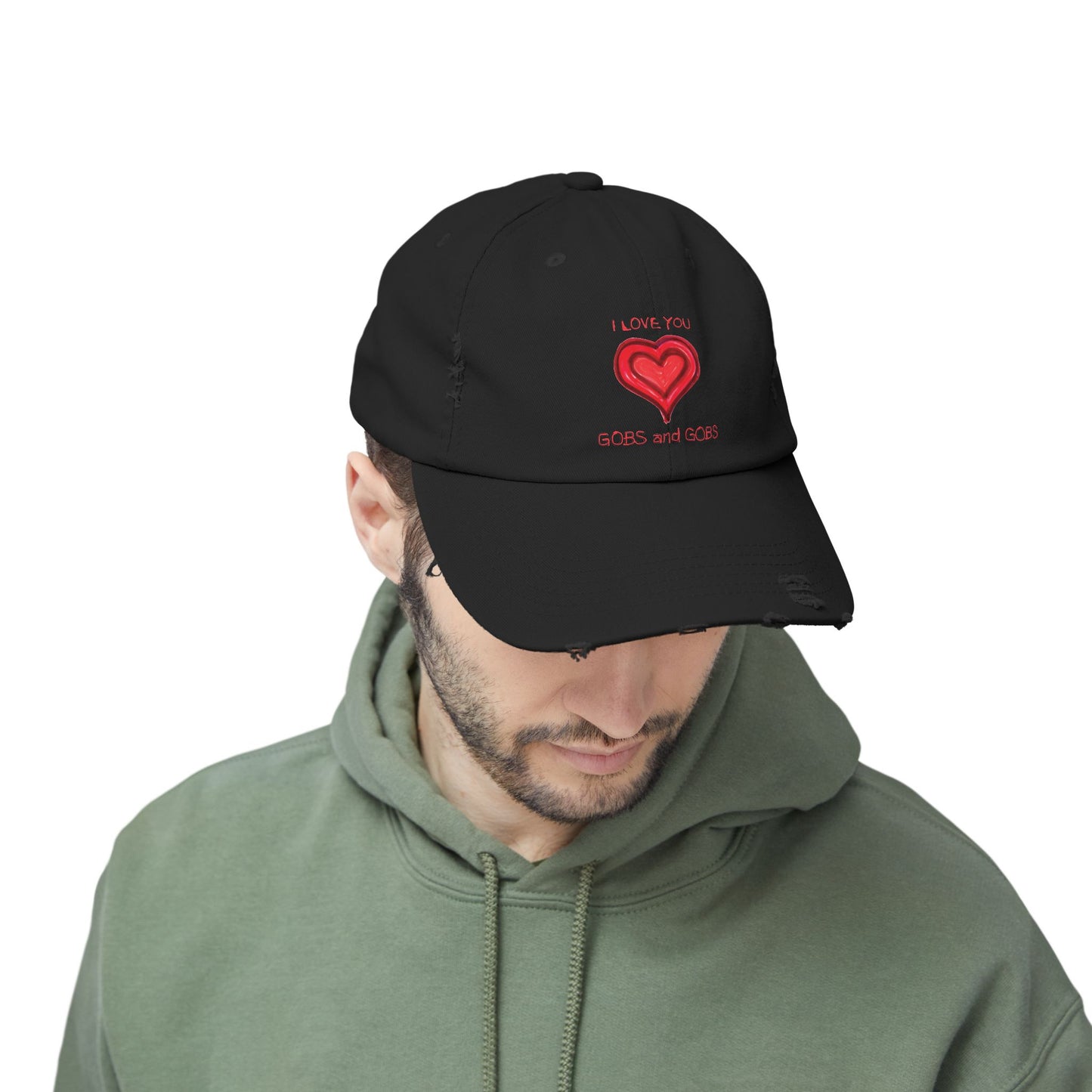I Love You Gobs and Gobs Distressed Cap Hearts Gift Valentines Women Men Teens