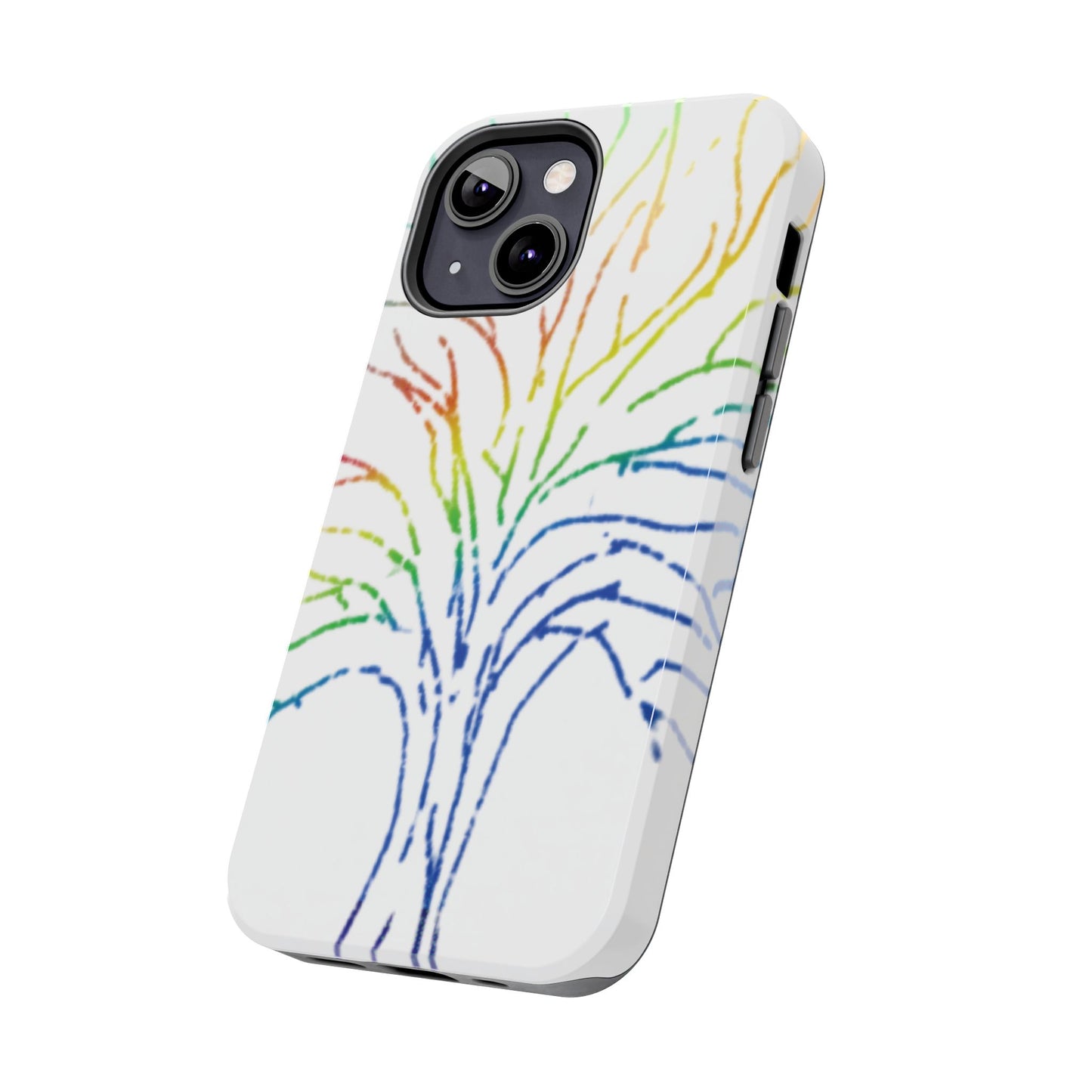 Rainbow Tree Tough Phone Cases - Colorful Nature Love Pride Gender Neutral Gifts for Friends, iPhone Samsung Wireless Charging Cover, LGBTQ+