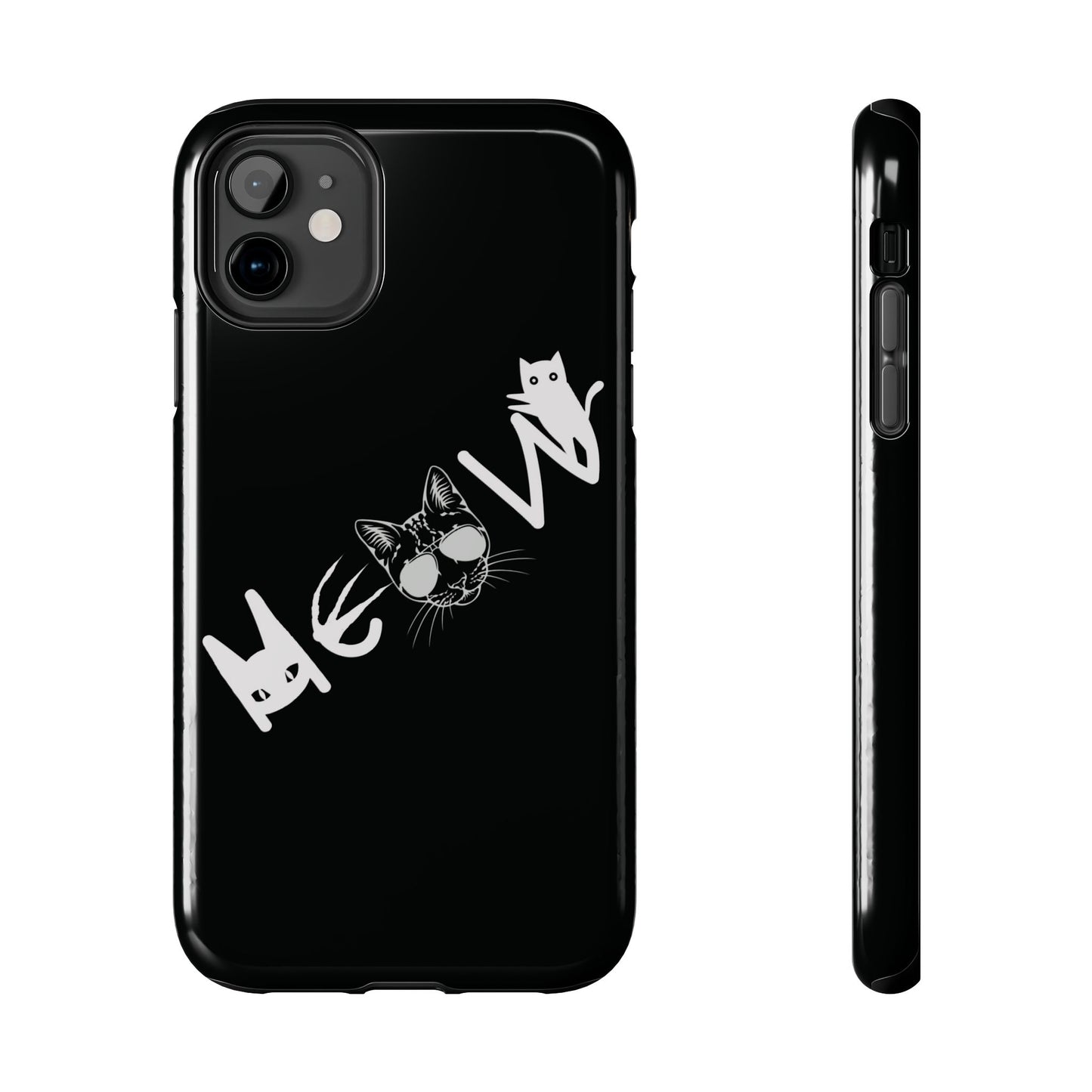 Meow Tough Phone Cases, iPhone & Samsung cases, wireless charging, cats, sassy, kitty, gender neutral, gifts, Halloween, birthday, Christmas