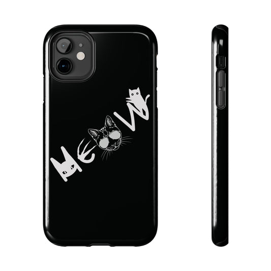 Meow Tough Phone Cases, iPhone & Samsung cases, wireless charging, cats, sassy, kitty, gender neutral, gifts, Halloween, birthday, Christmas