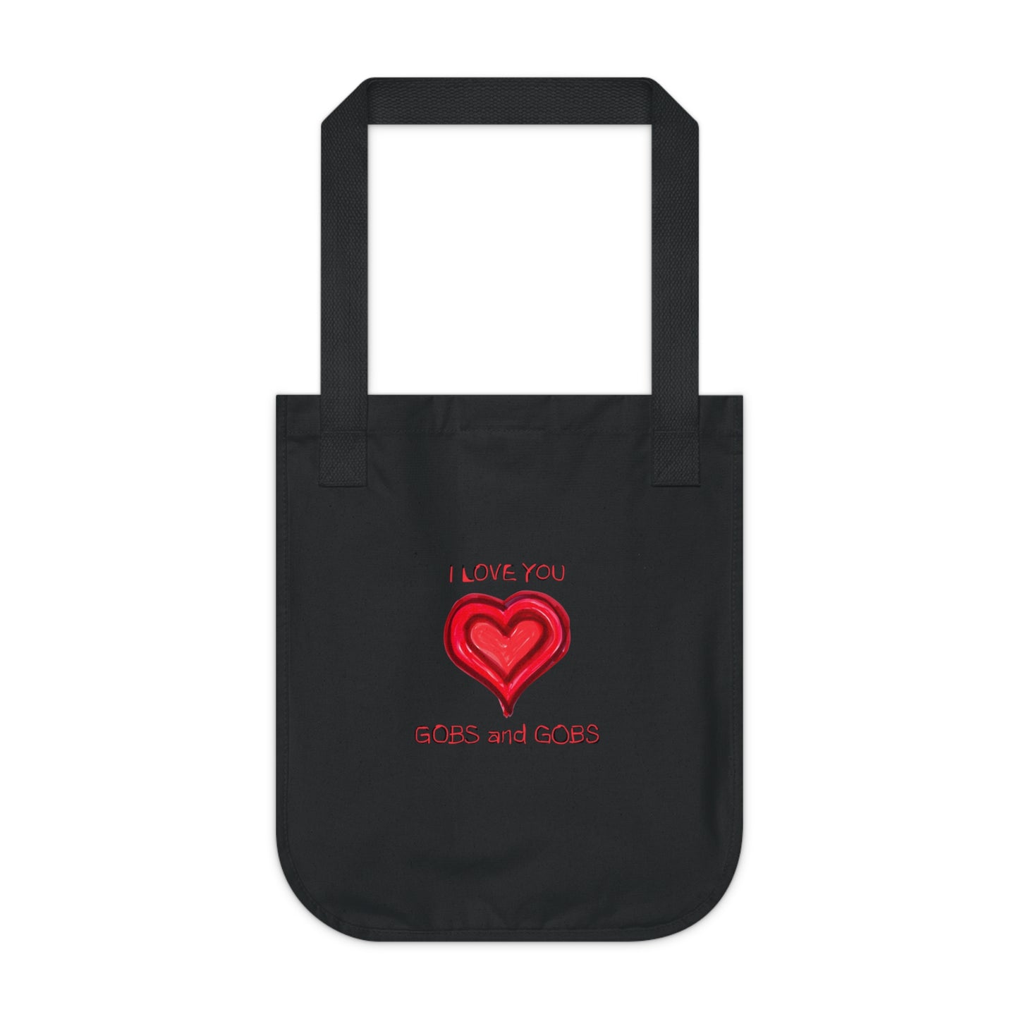 I Love You Gobs & Gobs Organic Canvas Tote Bag, Hearts, Gender Neutral, Women, Men, Kids, Gift, Groceries, Shopping, Books, Eco, Valentines