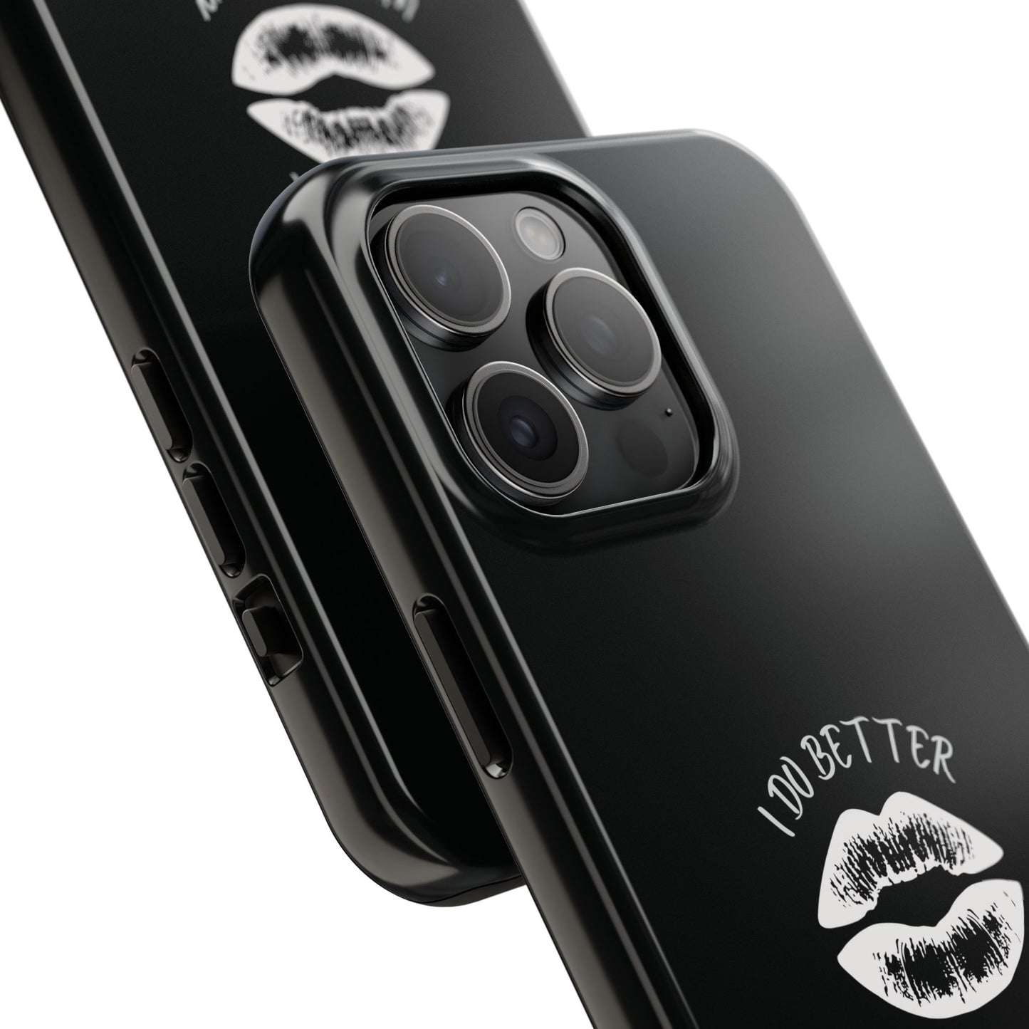 Glamorous Lipstick Tough Phone Cases - Empowered Gifts, Sassy Wireless Charging Cover, Fun Lips Samsung & iPhone Cases, Black Design