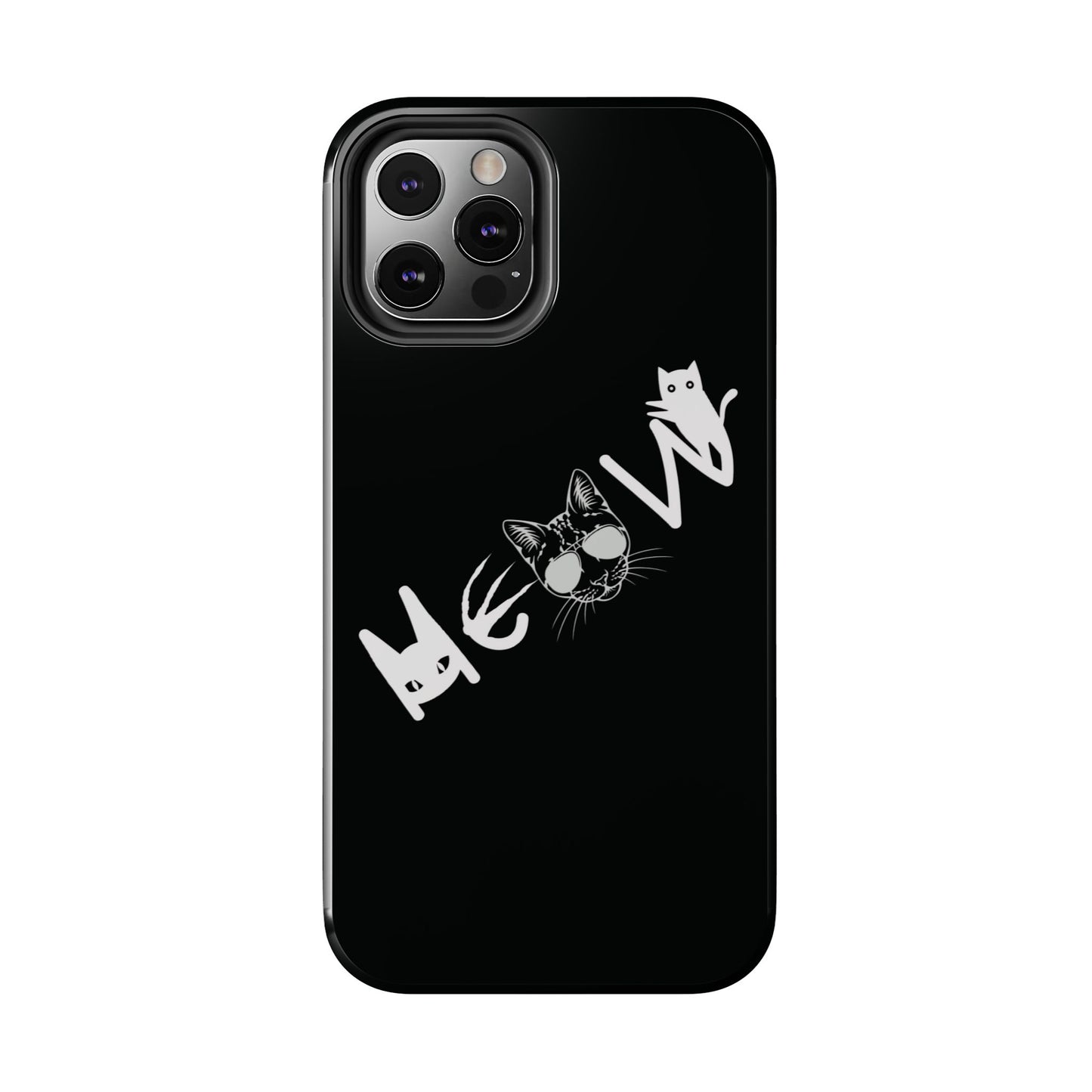 Meow Tough Phone Cases, iPhone & Samsung cases, wireless charging, cats, sassy, kitty, gender neutral, gifts, Halloween, birthday, Christmas