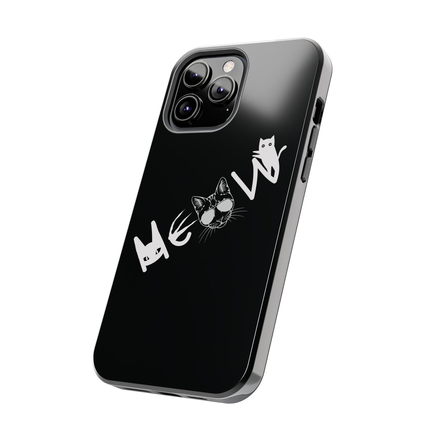 Meow Tough Phone Cases, iPhone & Samsung cases, wireless charging, cats, sassy, kitty, gender neutral, gifts, Halloween, birthday, Christmas