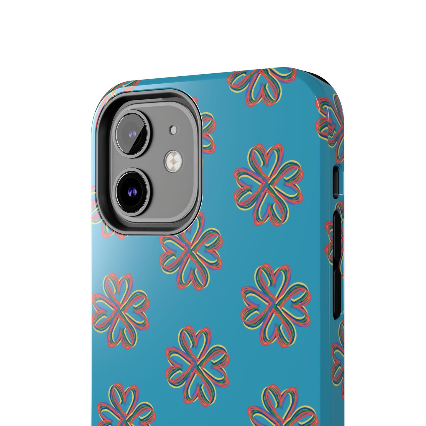 Floral Tough Phone Case, Colorful Turquoise Case, Hard Cover, iPhone Samsung Galaxy Google Pixel, Botanical Print Phone, Wireless Charging