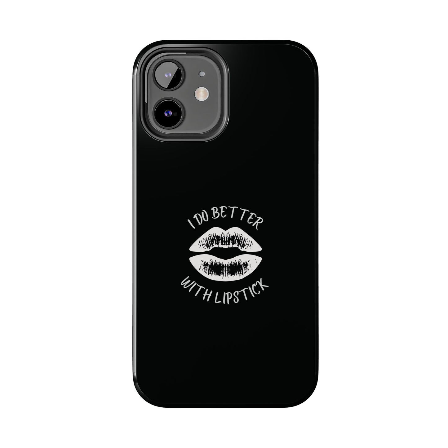 Glamorous Lipstick Tough Phone Cases - Empowered Gifts, Sassy Wireless Charging Cover, Fun Lips Samsung & iPhone Cases, Black Design