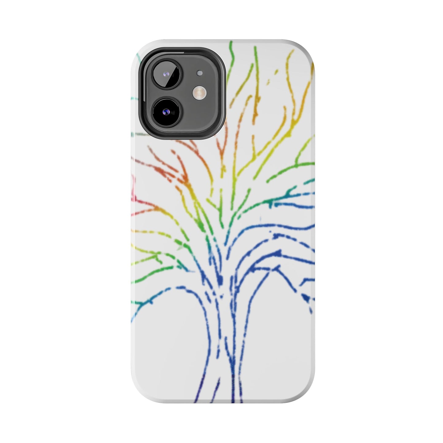 Rainbow Tree Tough Phone Cases - Colorful Nature Love Pride Gender Neutral Gifts for Friends, iPhone Samsung Wireless Charging Cover, LGBTQ+