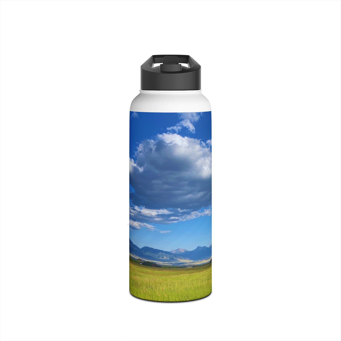 Western Landscape Stainless Steel Water Bottle, Mountains, Sky, Clouds, Original Photo Artwork, Gift, Nature, Beautiful Day, BPA-free