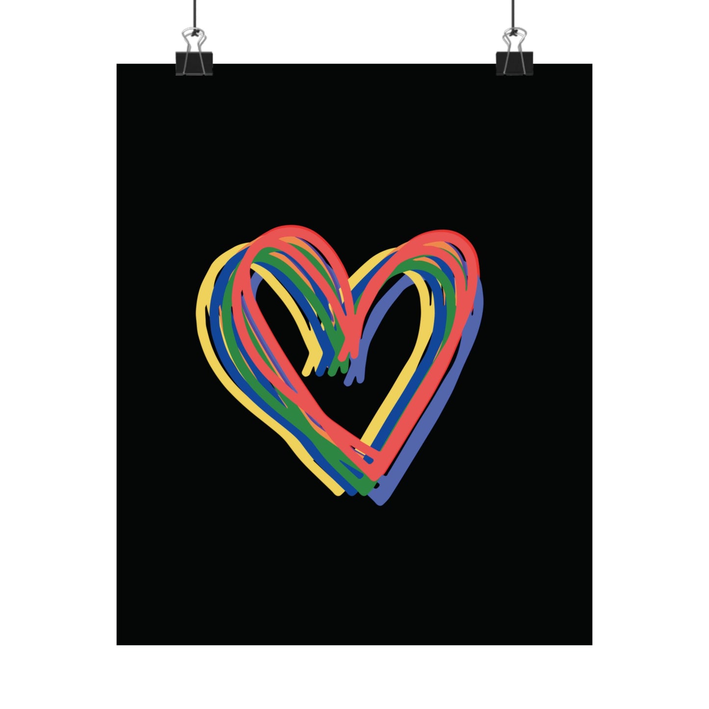 Rainbow Hearts Matte Vertical Poster, Hearts, Wall Art, You Frame, Home Decor, Gift, Gender Neutral, Valentines, Under 20 Dollars, 4 Sizes
