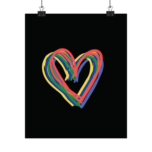 Rainbow Hearts Matte Vertical Poster, Hearts, Wall Art, You Frame, Home Decor, Gift, Gender Neutral, Valentines, Under 20 Dollars, 4 Sizes