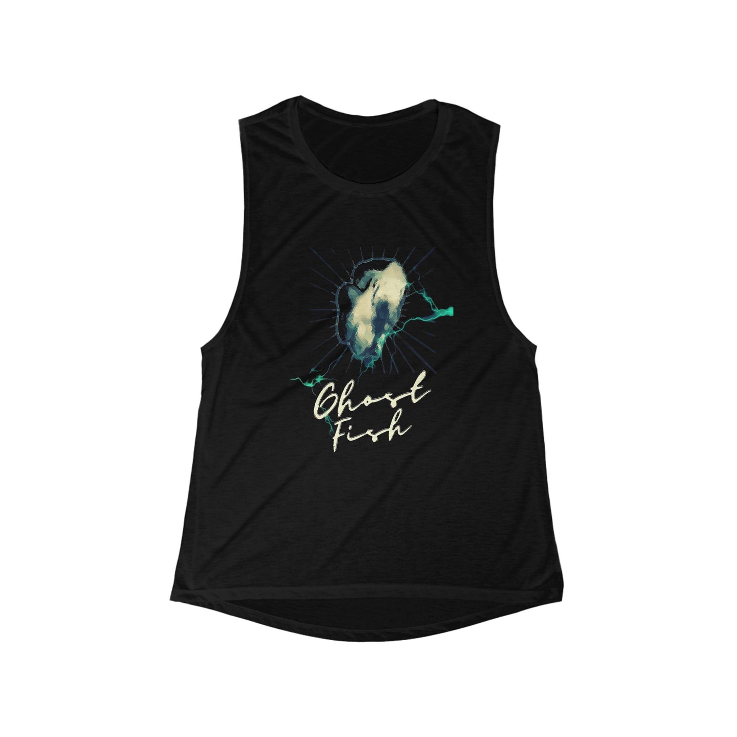 Ghost Fish Women's Flowy Scoop Muscle Tank, graphic art, original artwork, funny, snarky, gender neutral, womens tee, gift, sleeveless