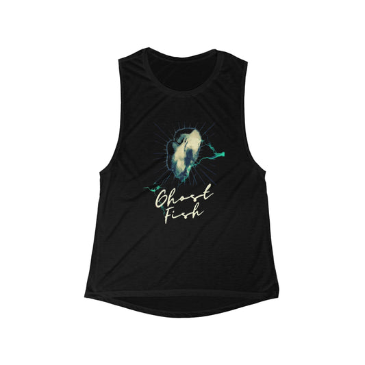 Ghost Fish Women's Flowy Scoop Muscle Tank, graphic art, original artwork, funny, snarky, gender neutral, womens tee, gift, sleeveless