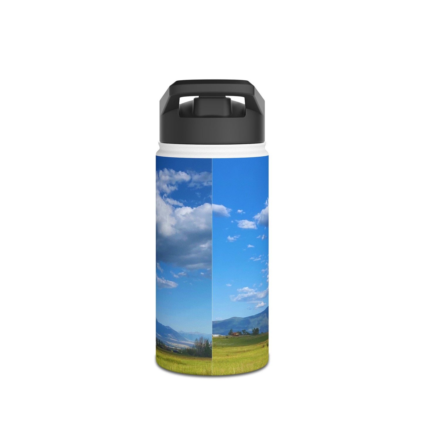 Western Landscape Stainless Steel Water Bottle, Mountains, Sky, Clouds, Original Photo Artwork, Gift, Nature, Beautiful Day, BPA-free