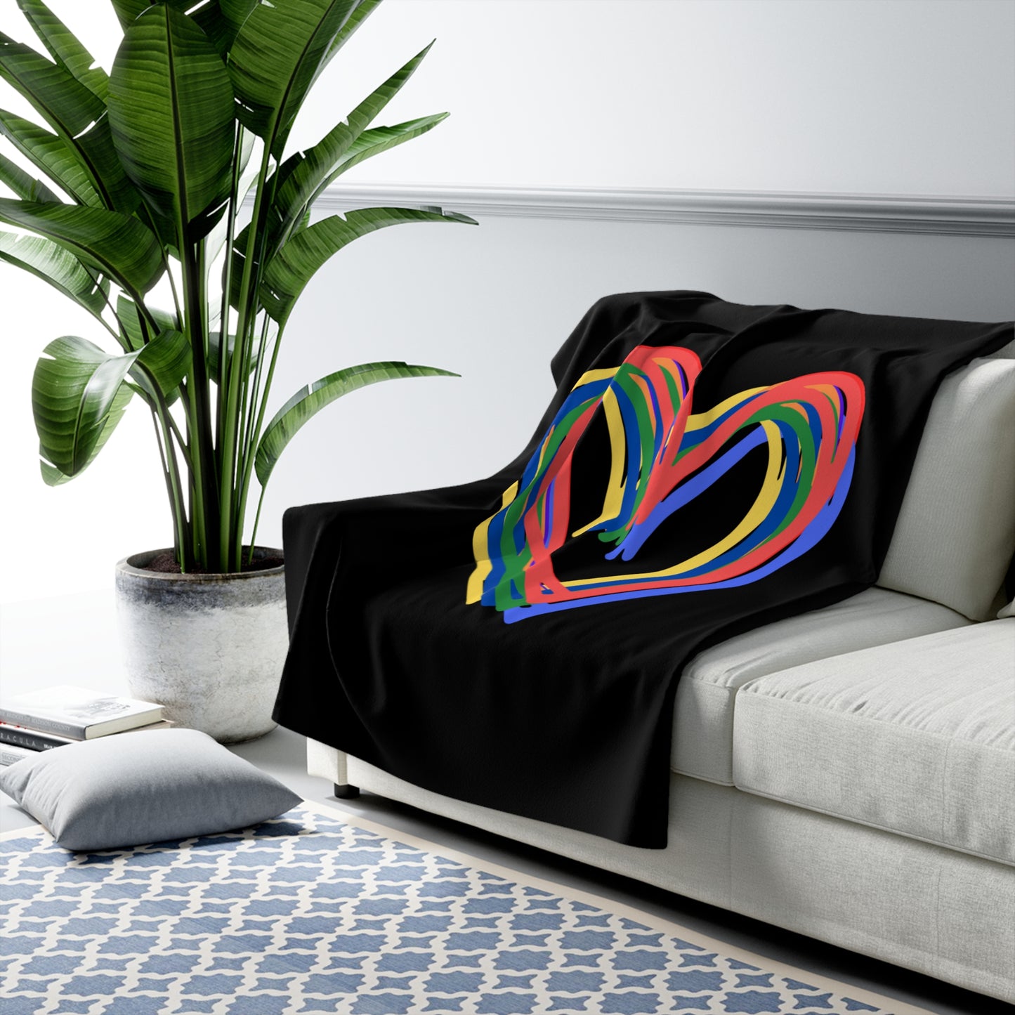 Rainbow Hearts Sherpa Fleece Blanket, Love, Pride, Home Decor, Soft, Cozy, Gift, Gender Neutral, Valentines, Throw, 50x60 60x80